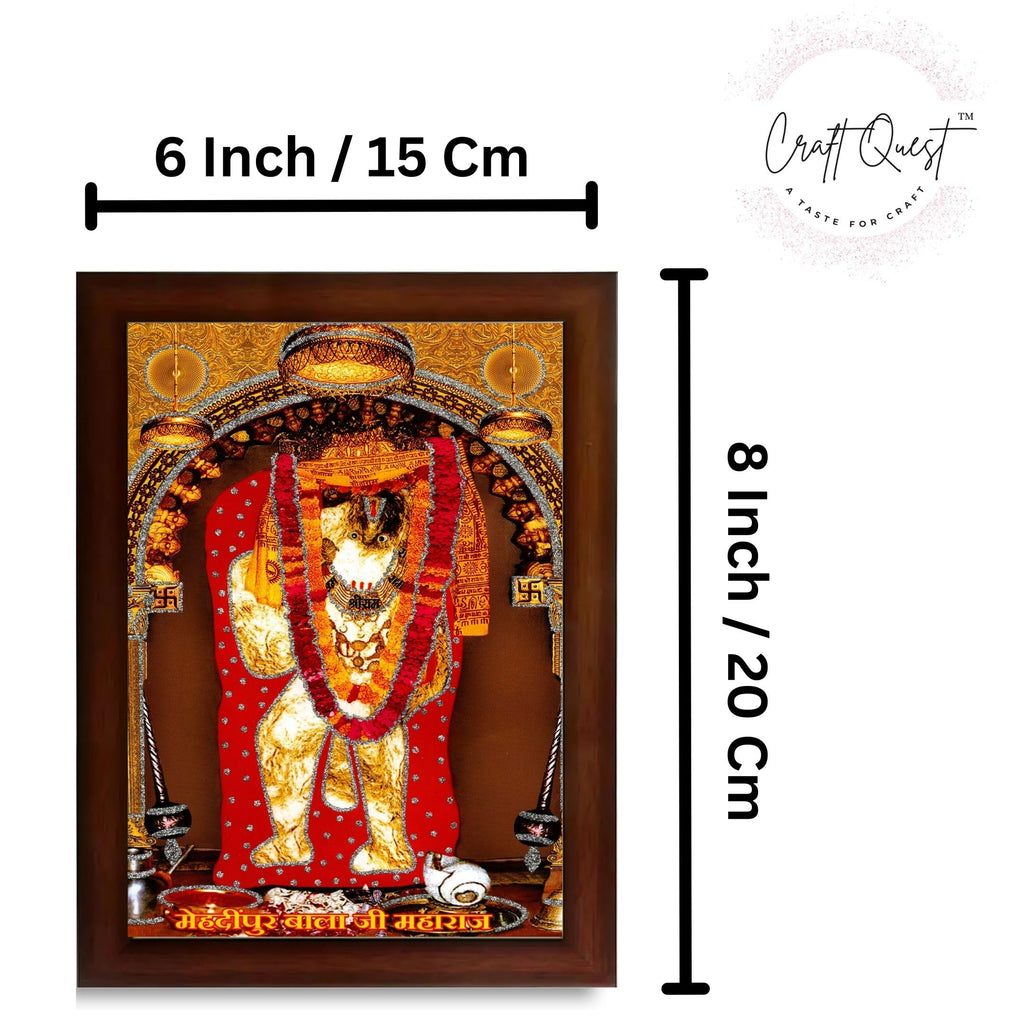 CRAFT QUEST Mehndipur balaji Hanuman | Bajrangbali Religious Photo with frame for Home Decorative Item