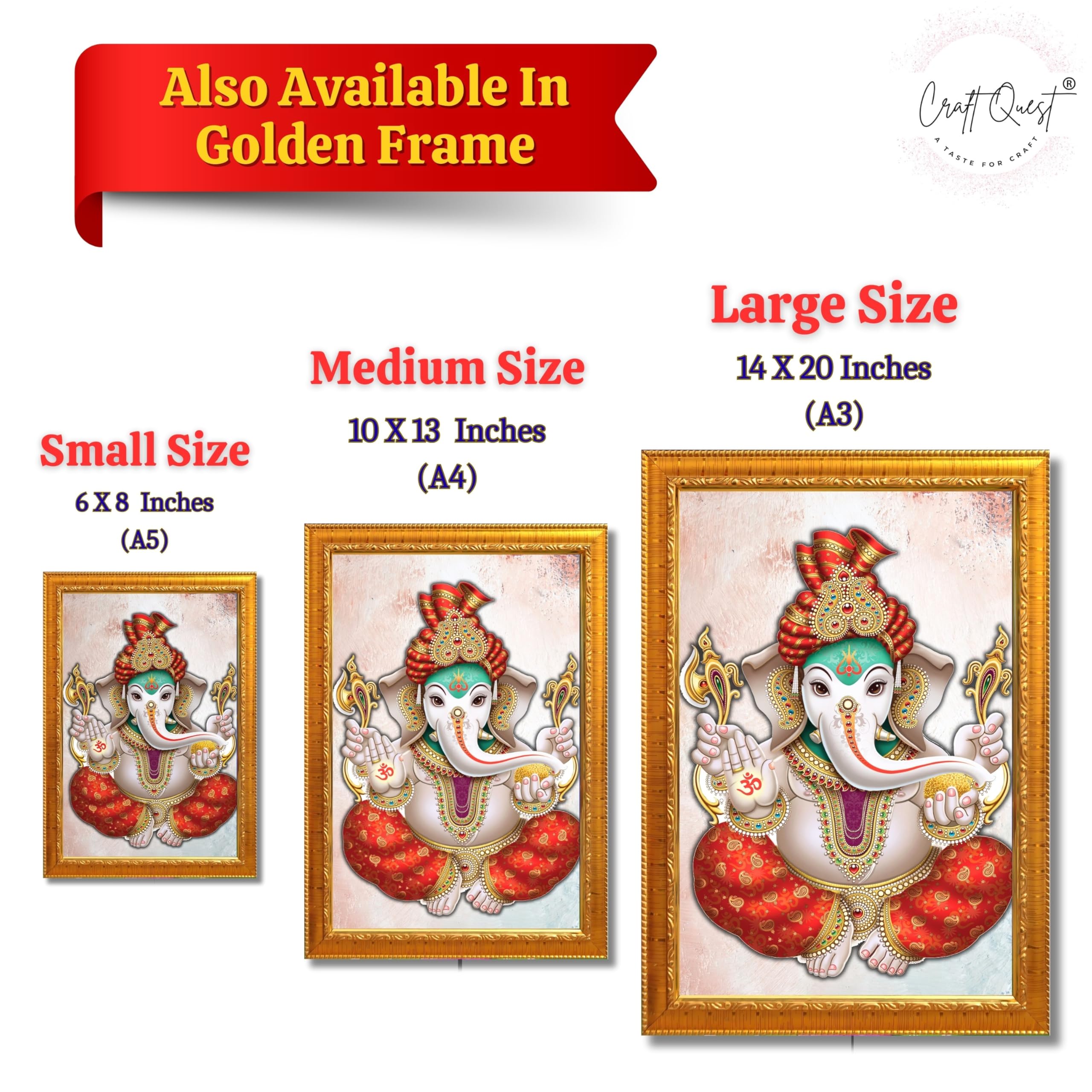 CRAFT QUEST Lord Ganesh ji Wall Hanging Frame for Living Room, Pooja Room Décor Items GA-217