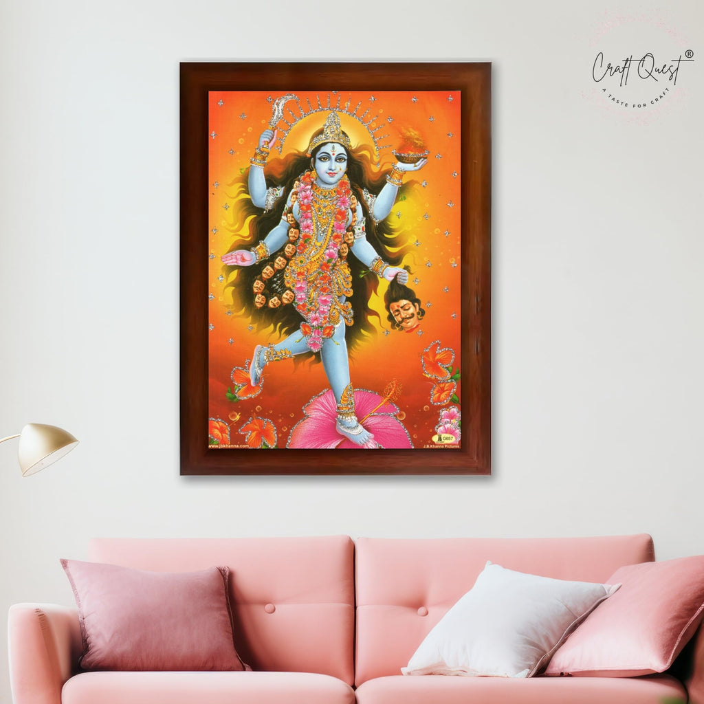 CRAFT QUEST Maha Kali Maa Kalika Mata Mahakali Shiv Shiva Wall Painting Framed Home Decor