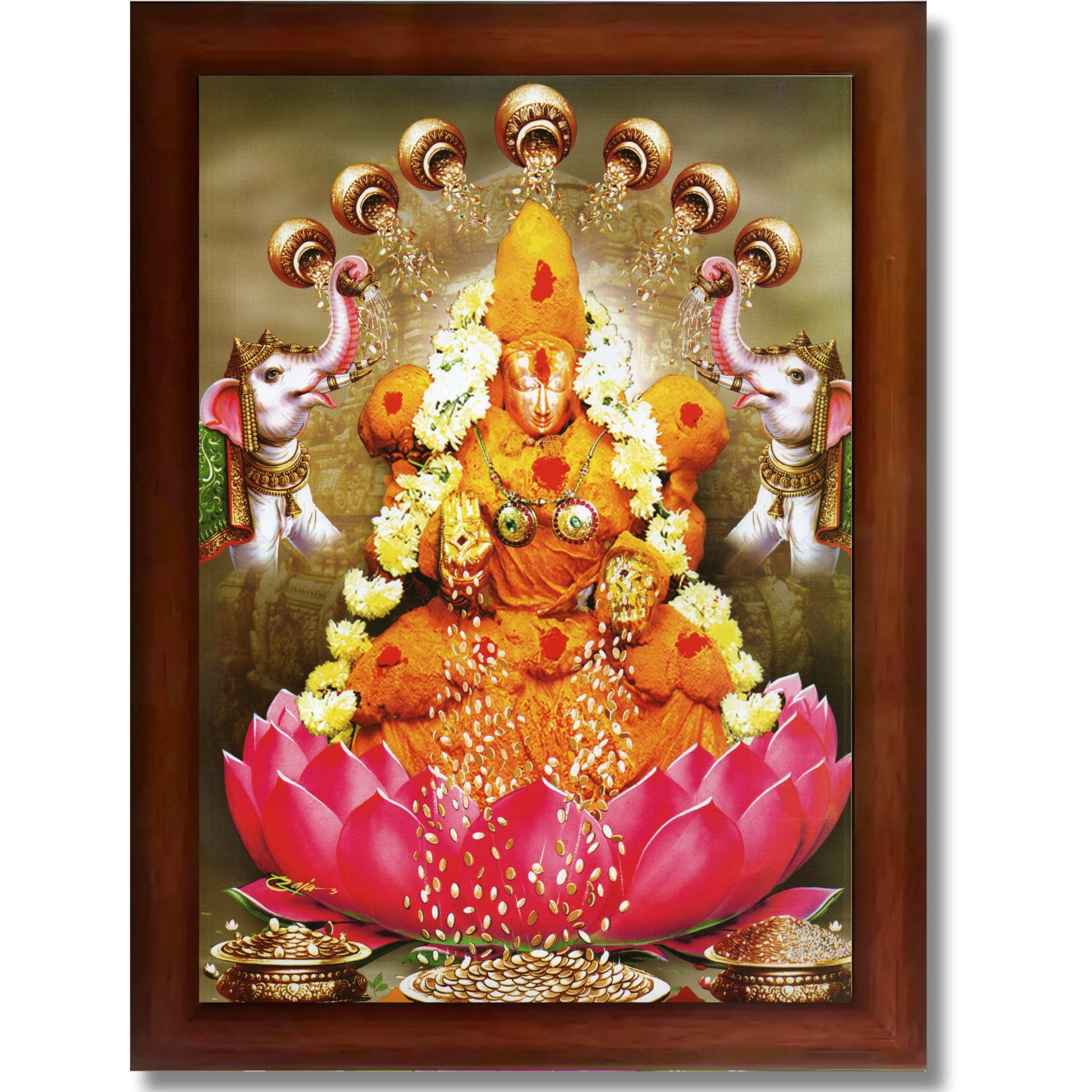 CRAFT QUEST Padmavati Devi Padmavathi Thayar Amman Wall Photo Framed | South God Picture Frame for Home, Office, Temple & Gifting, Decor