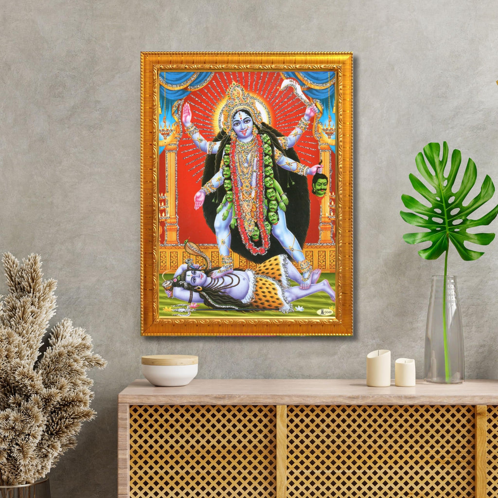 CRAFT QUEST Kali Mata photo with frame, God Religious Framed Painting With Acrylic Glass