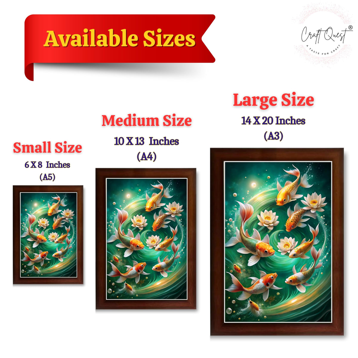 CRAFT QUEST Vastu Fishes Painting With Floating Photo Frame Home Office Wall Decor | Paintings for Home Decoration, Living room, Bedroom and Office Décor