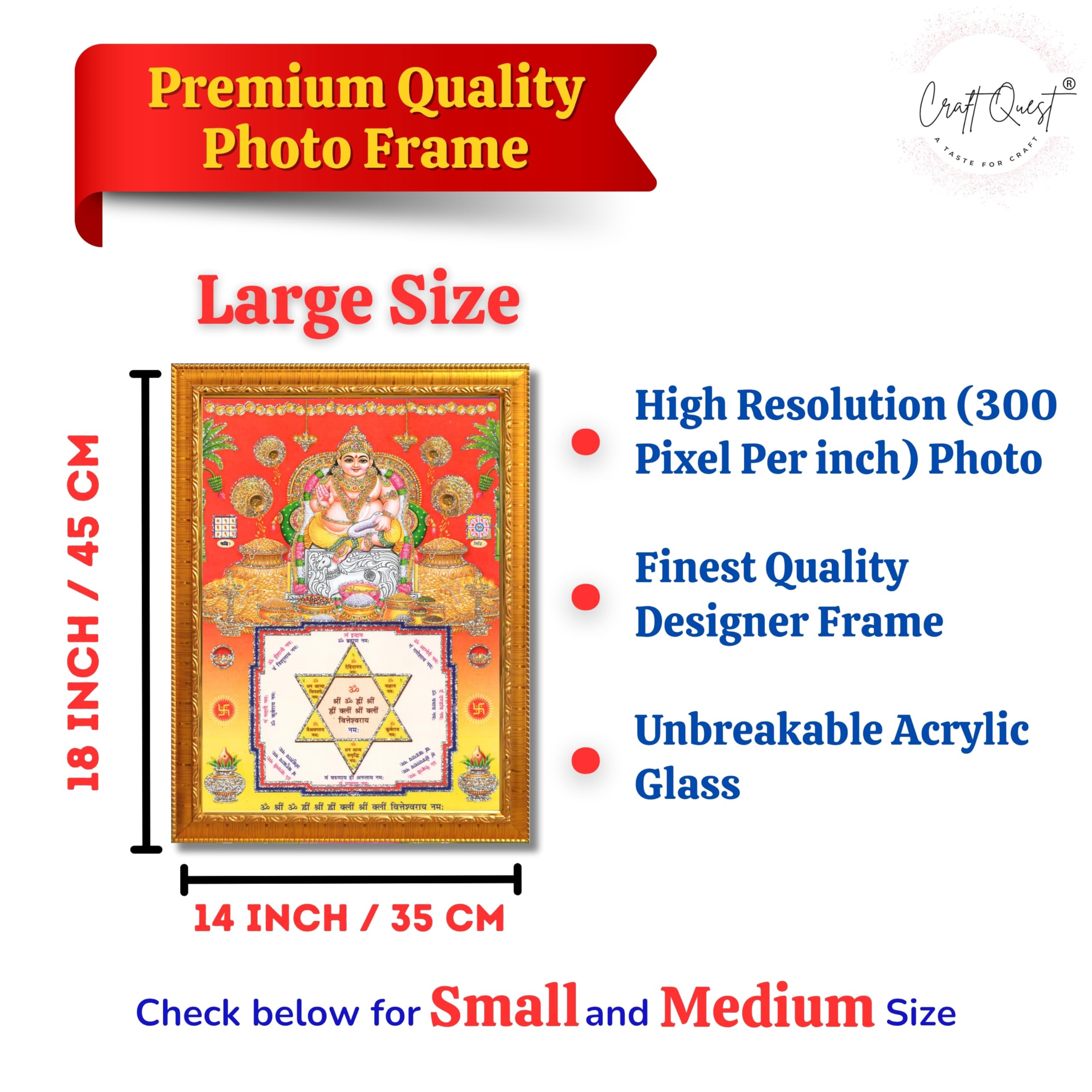 CRAFT QUEST Lord Kubera Swamy Bhagwan Kuber Kubera Wall Painting Framed Home Decor, Religious Photo Frame, Wall Decoration Item