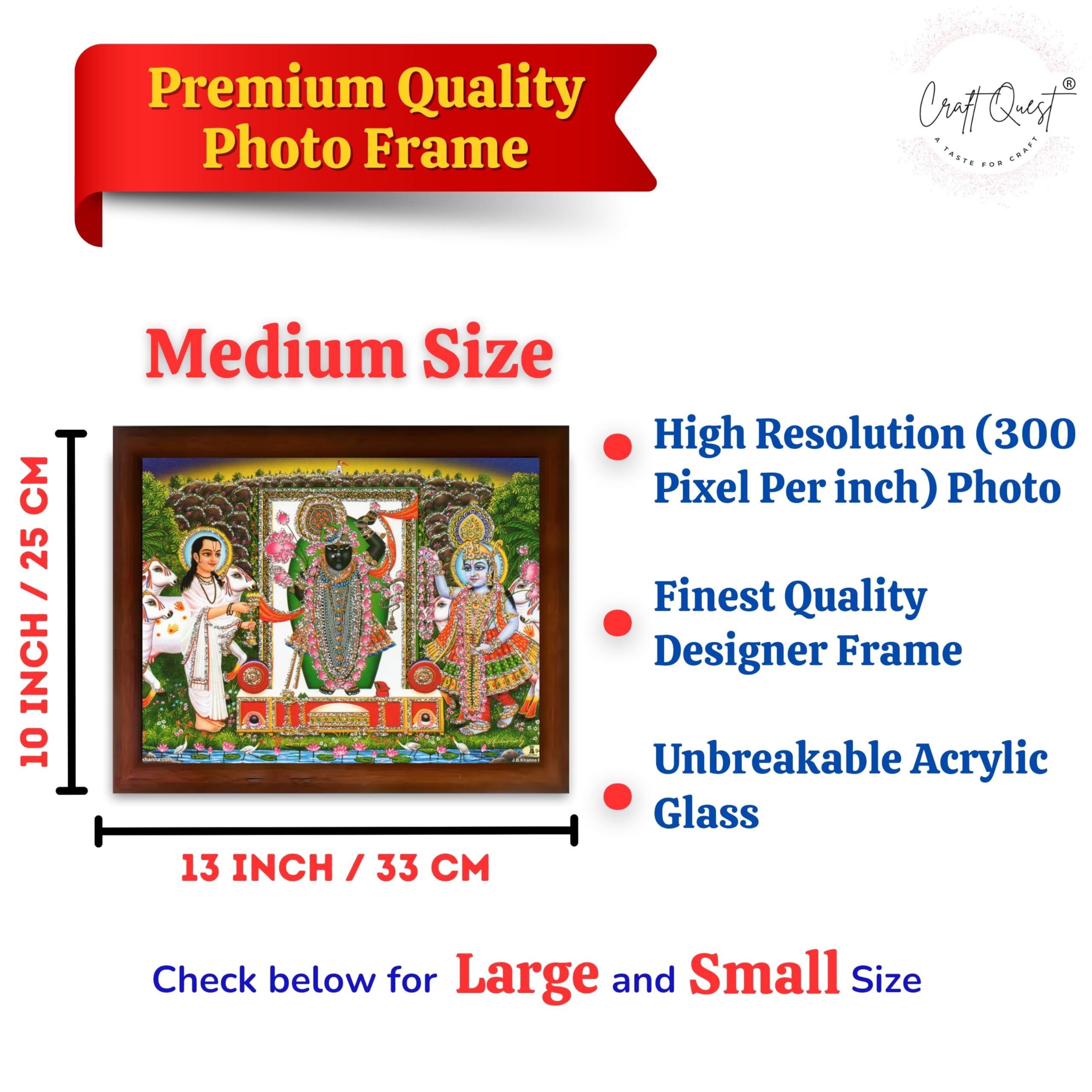 CRAFT QUEST Shrinathji Photo with Frame Shreenathji Photo with Frame Religious Framed Painting Home Decorative Item Synthetic Wood frame
