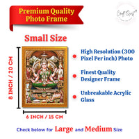 CRAFT QUEST Goddess Santoshi Mata/Devi Santhoshi Maa Photo Frame for Pooja, Home, Temple, Gift, Wall Décor Item
