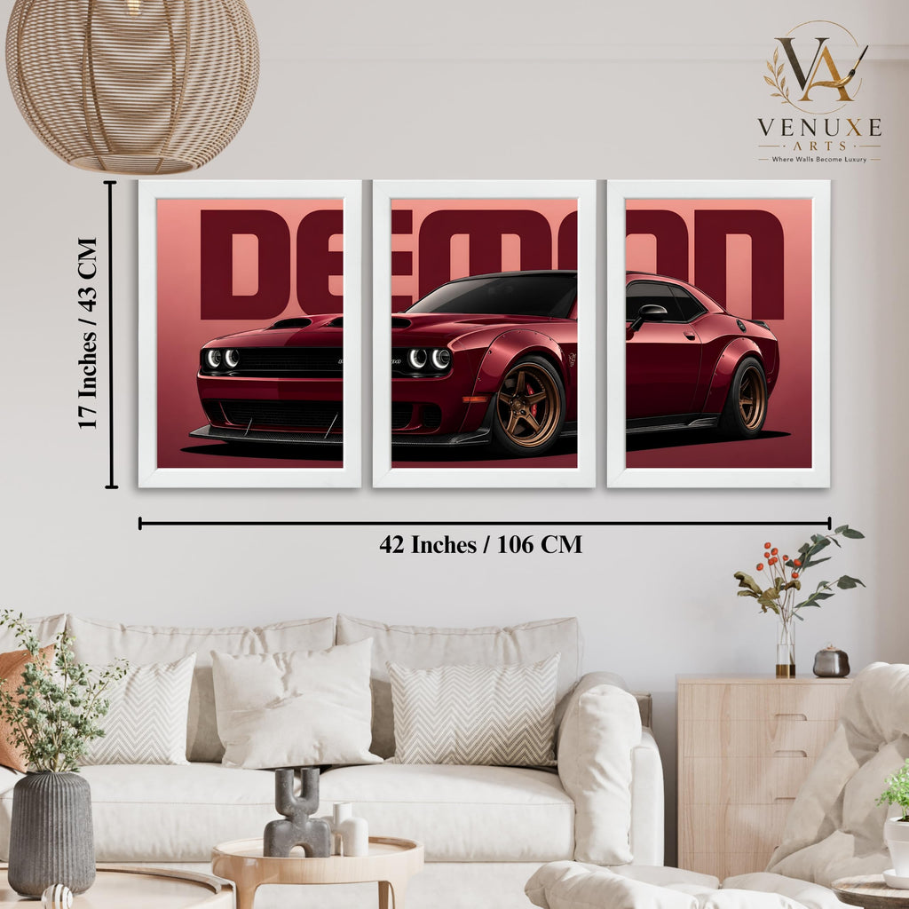 VENUXE ARTS Set Of 3 Big Sports Cars Framed Posters Gift Items for Boys Room Wall Decoration Bedroom Living Room Office Studio Décor | Car Poster Frame for Wall Décor