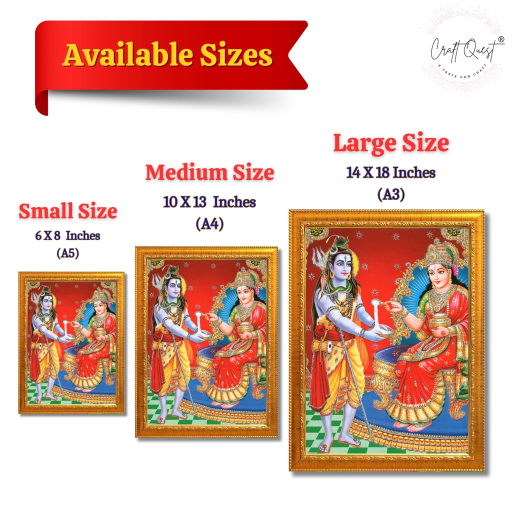 CRAFT QUEST Shiva & Maa Annapurna devi sitting on throne photo frame with Acrylic Glass for Kitchen, Restraunt