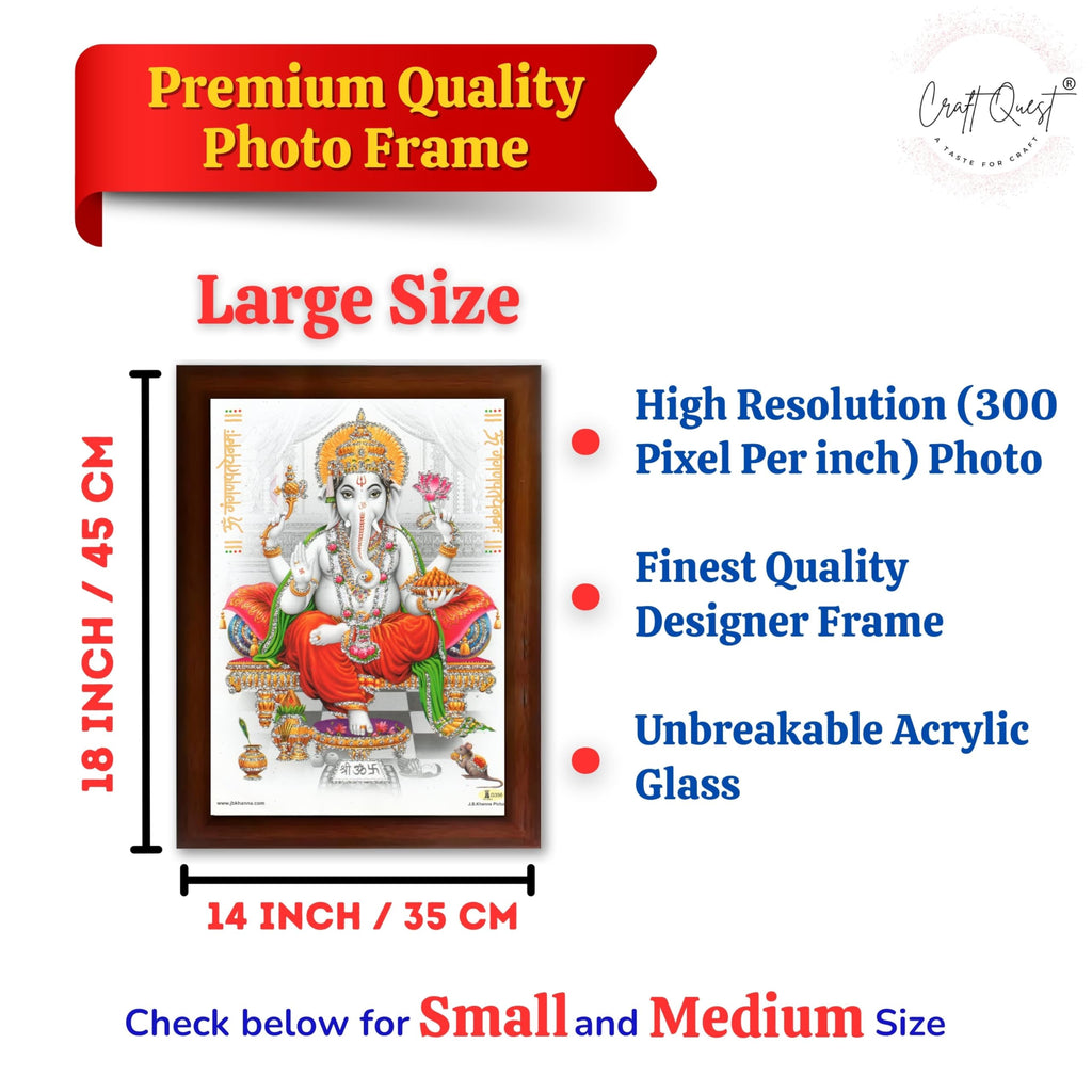 CRAFT QUEST Lord Ganpati Modern Wall Art Painting With Frame For Pooja, Home and Office Decor Item