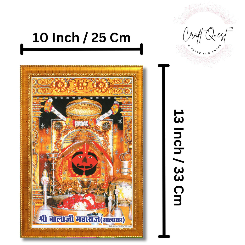 CRAFT QUEST Salasar balaji Hanuman | Bajrangbali Religious Photo with frame for Home Decorative Item Synthetic Wood
