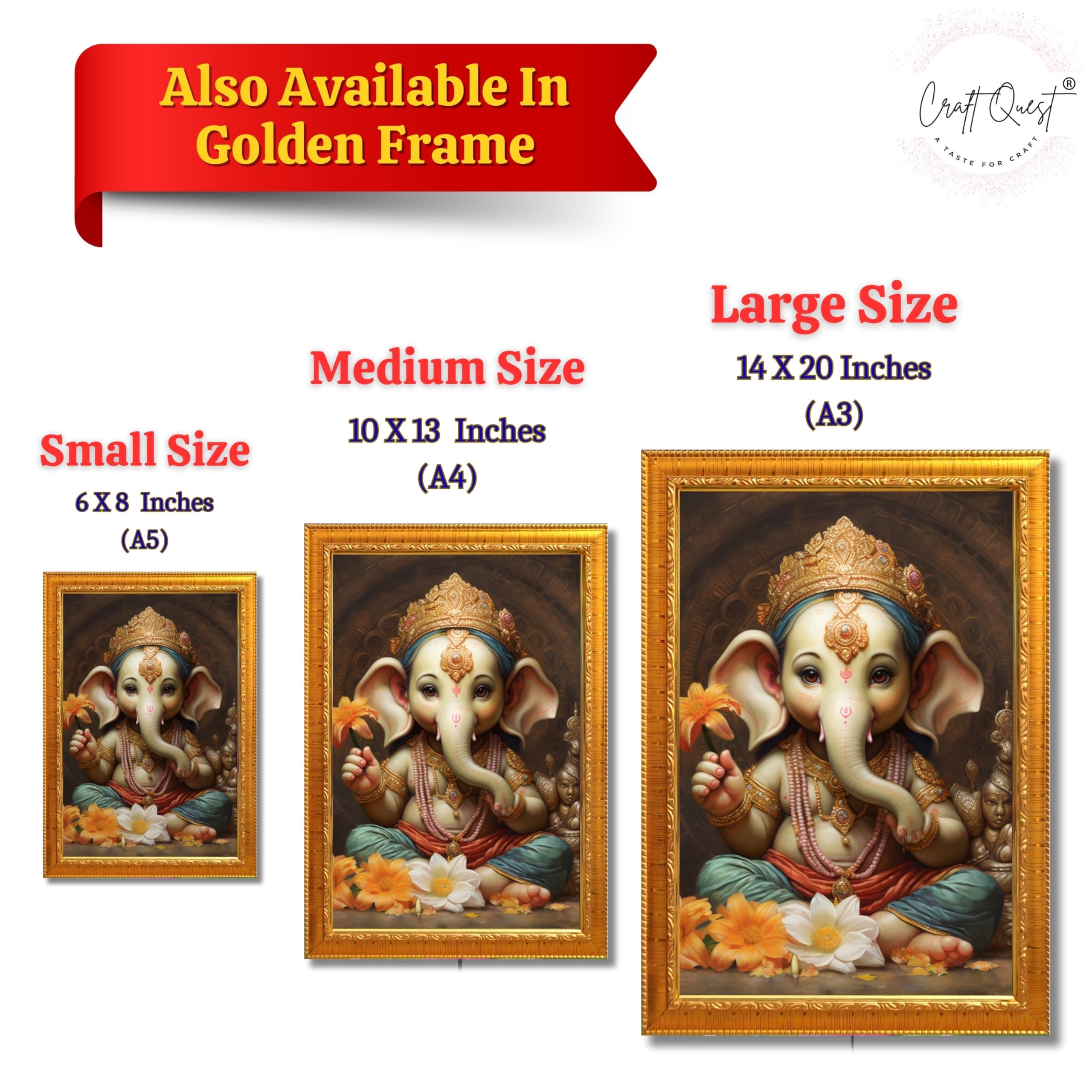 CRAFT QUEST Lord Ganesha Ganpati ji Abstract Modern Wall Painting With Frame For Home and Office Décor