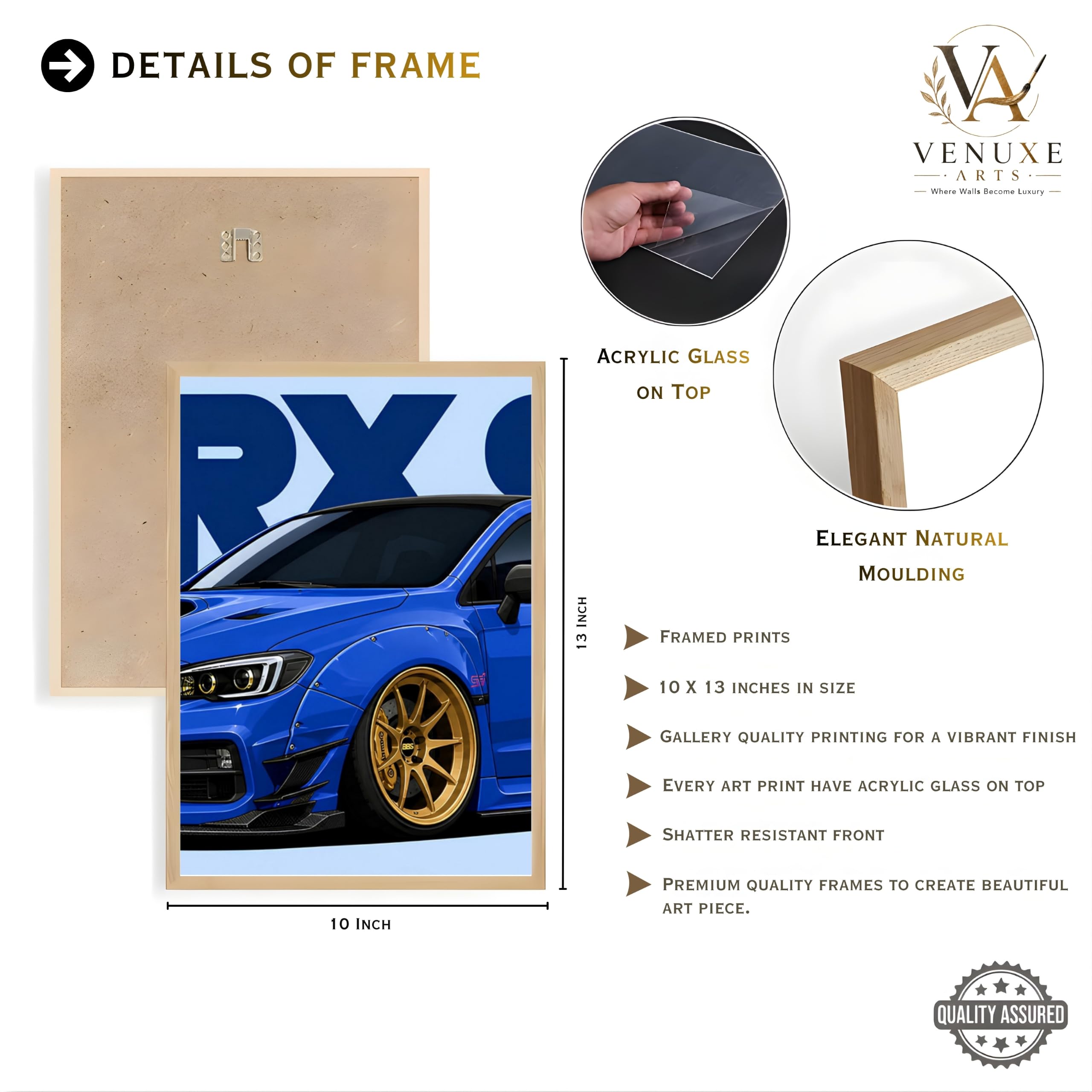 VENUXE ARTS Set Of 3 Big Sports Cars Framed Posters Gift Items for Boys Room Wall Decoration Bedroom Living Room Office Studio Décor | Car Poster Frame for Wall Décor