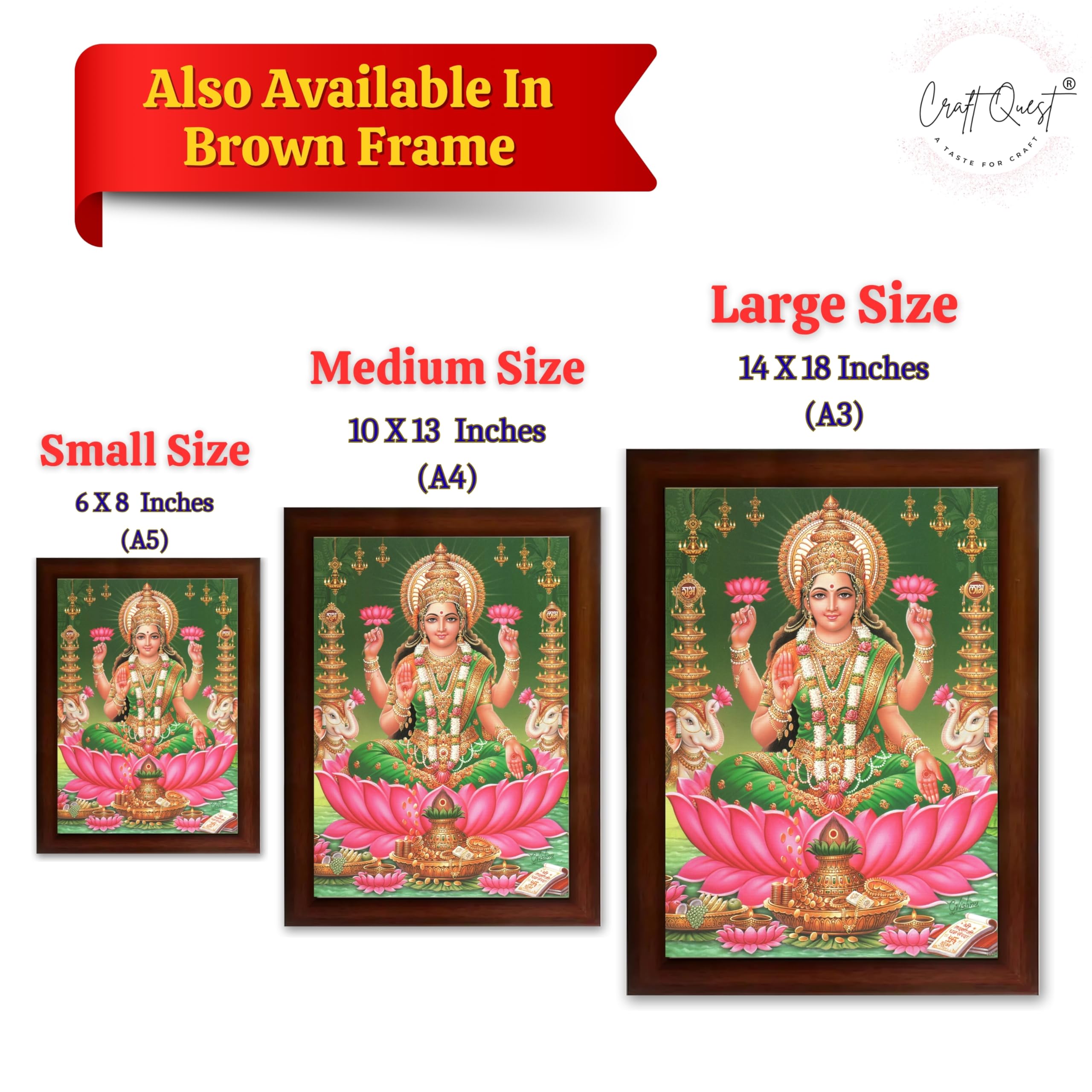 CRAFT QUEST Goddess Lakshmi Devi Dhana Vaibhav Laxmi Maa Wall Painting Frame Home Decor