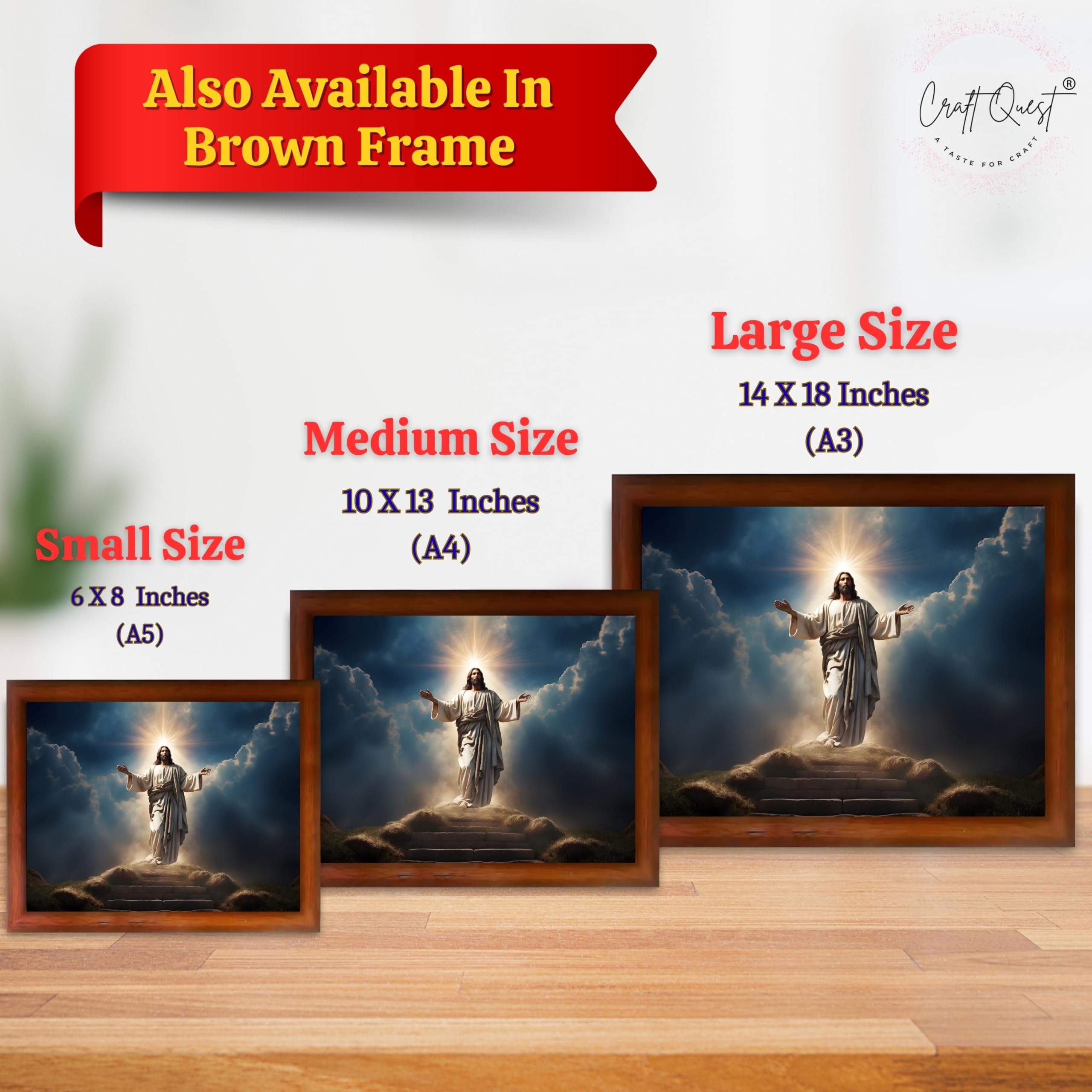 CRAFT QUEST Jesus Christ Photo Frame | Decorative Picture for Gifts, Home Decor | Jesus Painting, Religious Photo Frame