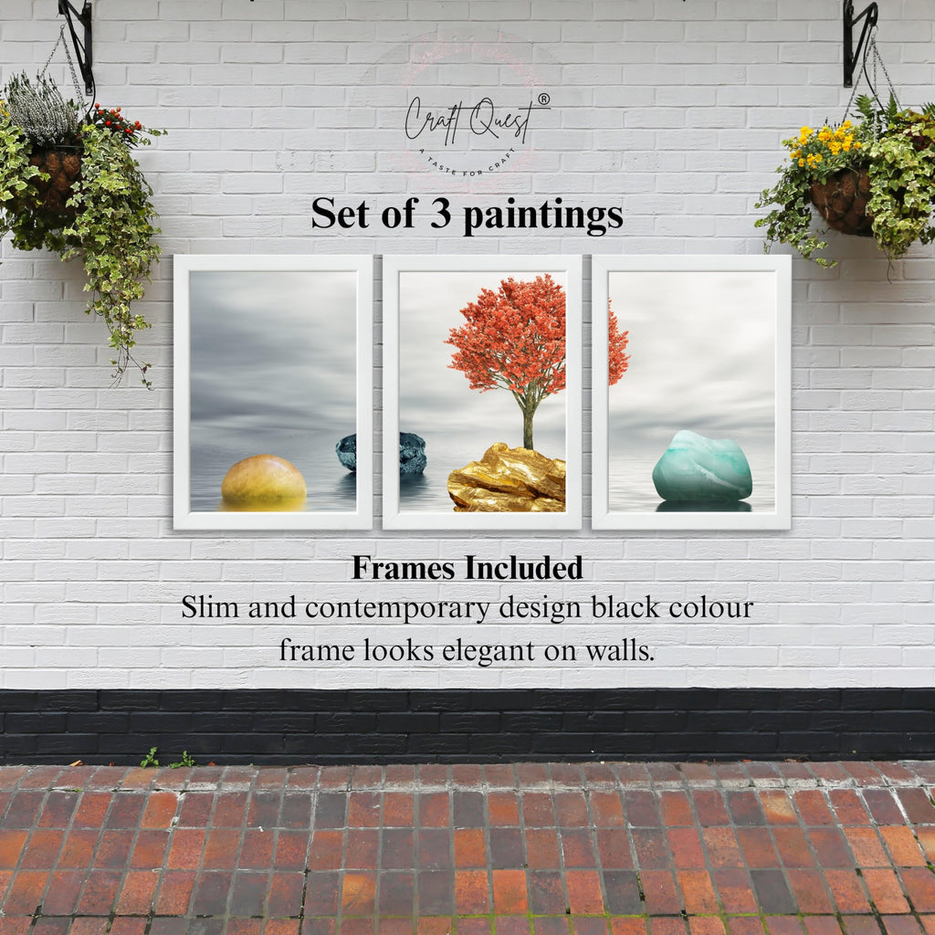CRAFT QUEST Abstract Three Figure Modern Art | Set of 3 Frames for Home Decoration | Ideal for Living Room, Bedroom & Offices