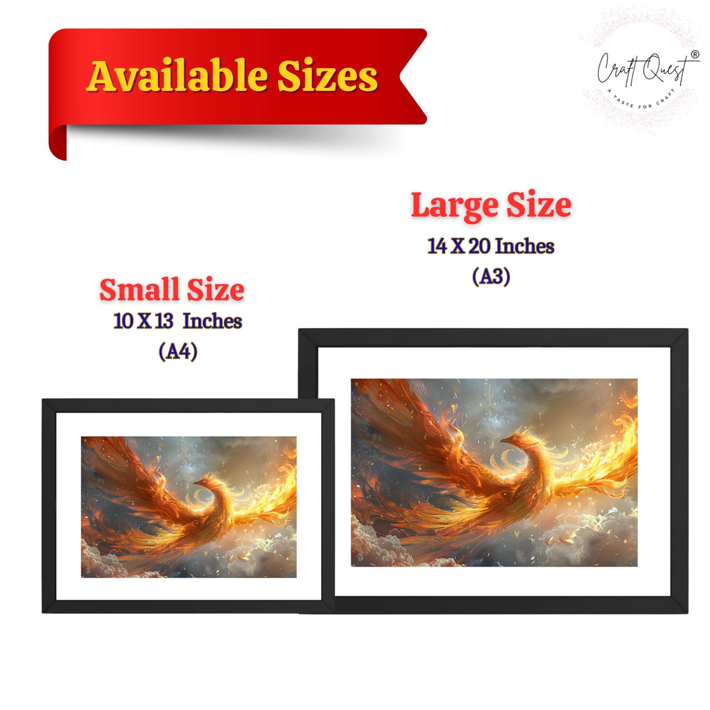 CRAFT QUEST Phoenix Bird Painting – Rising Phoenix Vastu Wall Art – Wall Decoration – Positive Energy Painting for Success, Growth & Spiritual Inspiration