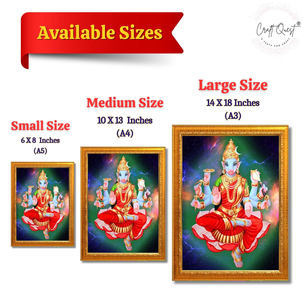 CRAFT QUEST Varahi Amman amma Photo Varahi Wall Painting Photo Frame With Acrylic Glass| South Devi Frame for Home, Office, Temple & Gifting