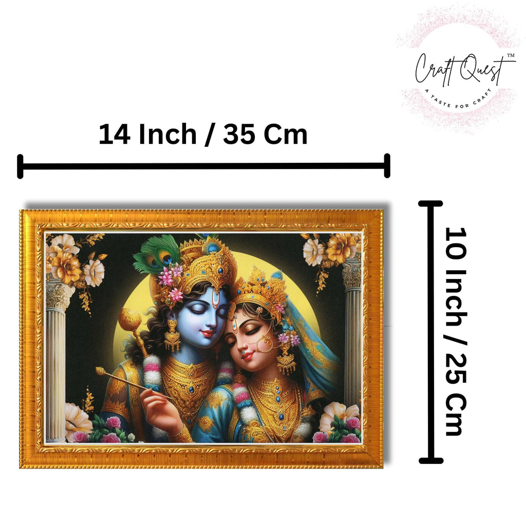 CRAFT QUEST Radha Krishna Art Photo Framed Painting for Home and Bedroom Wall Decoration of Size 14X10 Inches with Frame And Acrylic Glass RK207