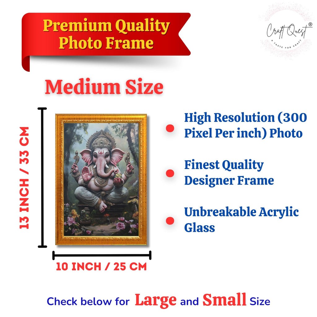 CRAFT QUEST Lord God Ganesh Ganpati ji Hanging Wall Painting Framed For Home Décor