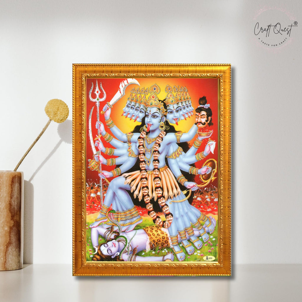 CRAFT QUEST Kali Mata Mahakali Shiv Shiva Wall Painting Framed Home Decor