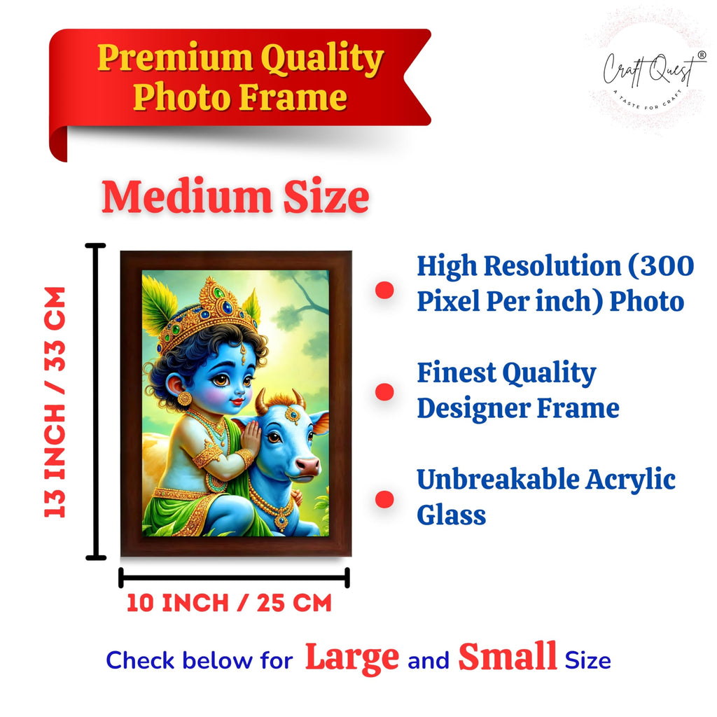 CRAFT QUEST Baby Krishna Photo Frame | Shri Bal Gopal Painting for Pregnant Women | Kanha Ji Poster | Laddu Lord Makhan Chor | Walls Home Bedroom Living Room Decoration Gift.