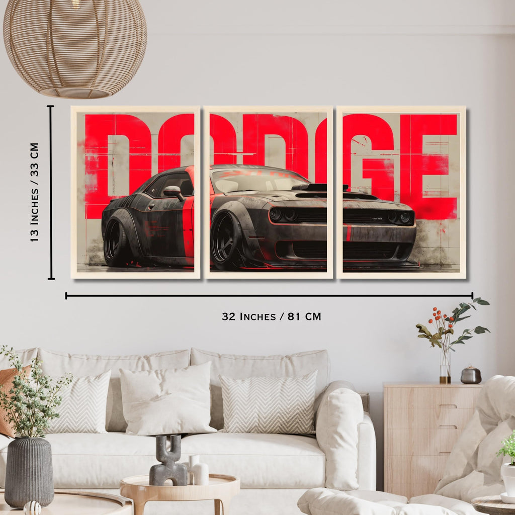 VENUXE ARTS Set Of 3 Big Sports Cars Framed Posters Gift Items for Boys Room Wall Decoration Bedroom Living Room Office Studio Décor | Car Poster Frame for Wall Décor