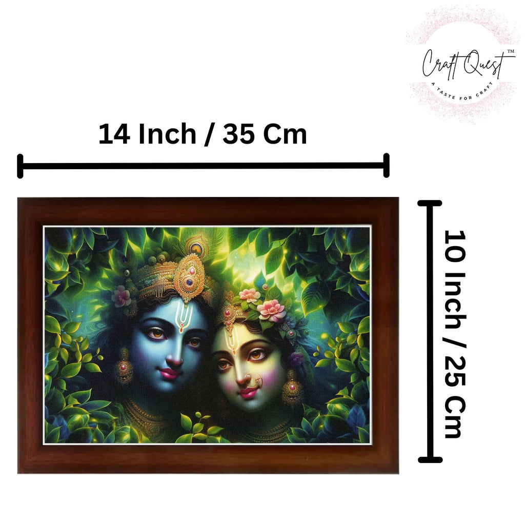 CRAFT QUEST Radha Krishna Art Photo Framed Painting for Home and Bedroom Wall Decoration of Size 14X10 Inches with Frame And Acrylic Glass RK213
