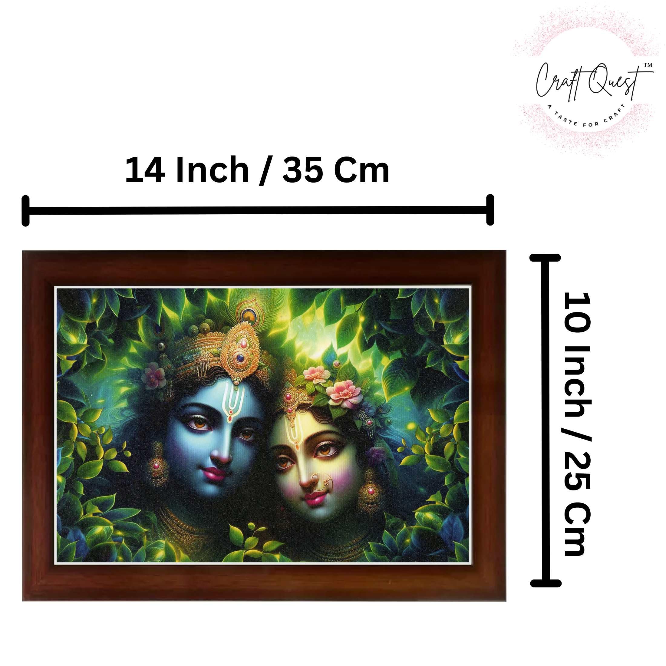CRAFT QUEST Radha Krishna Art Photo Framed Painting for Home and Bedroom Wall Decoration of Size 14X10 Inches with Frame And Acrylic Glass RK213