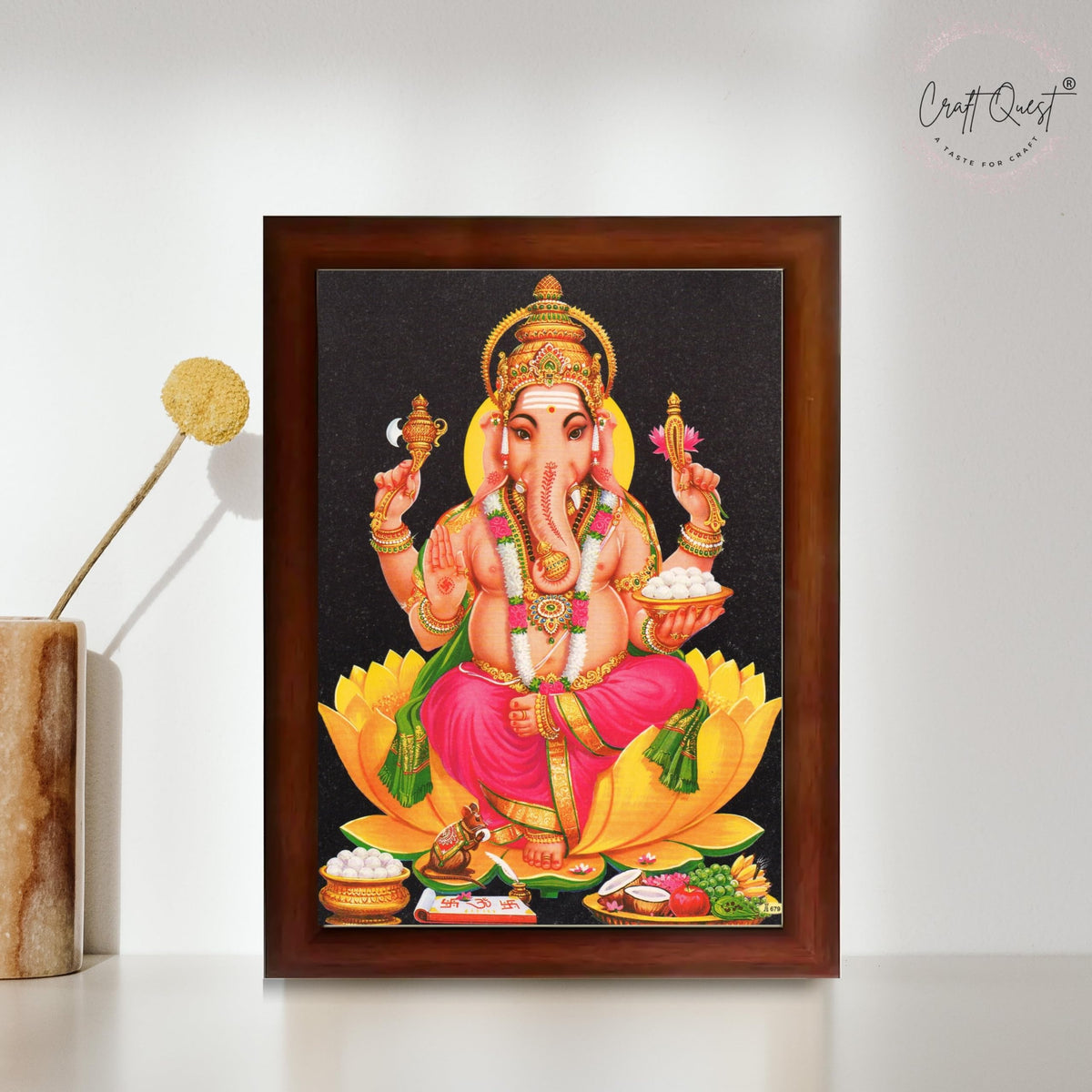 CRAFT QUEST Lord Ganesha Ganpati ji Modern Wall Painting With Frame For Home and Office Decor,