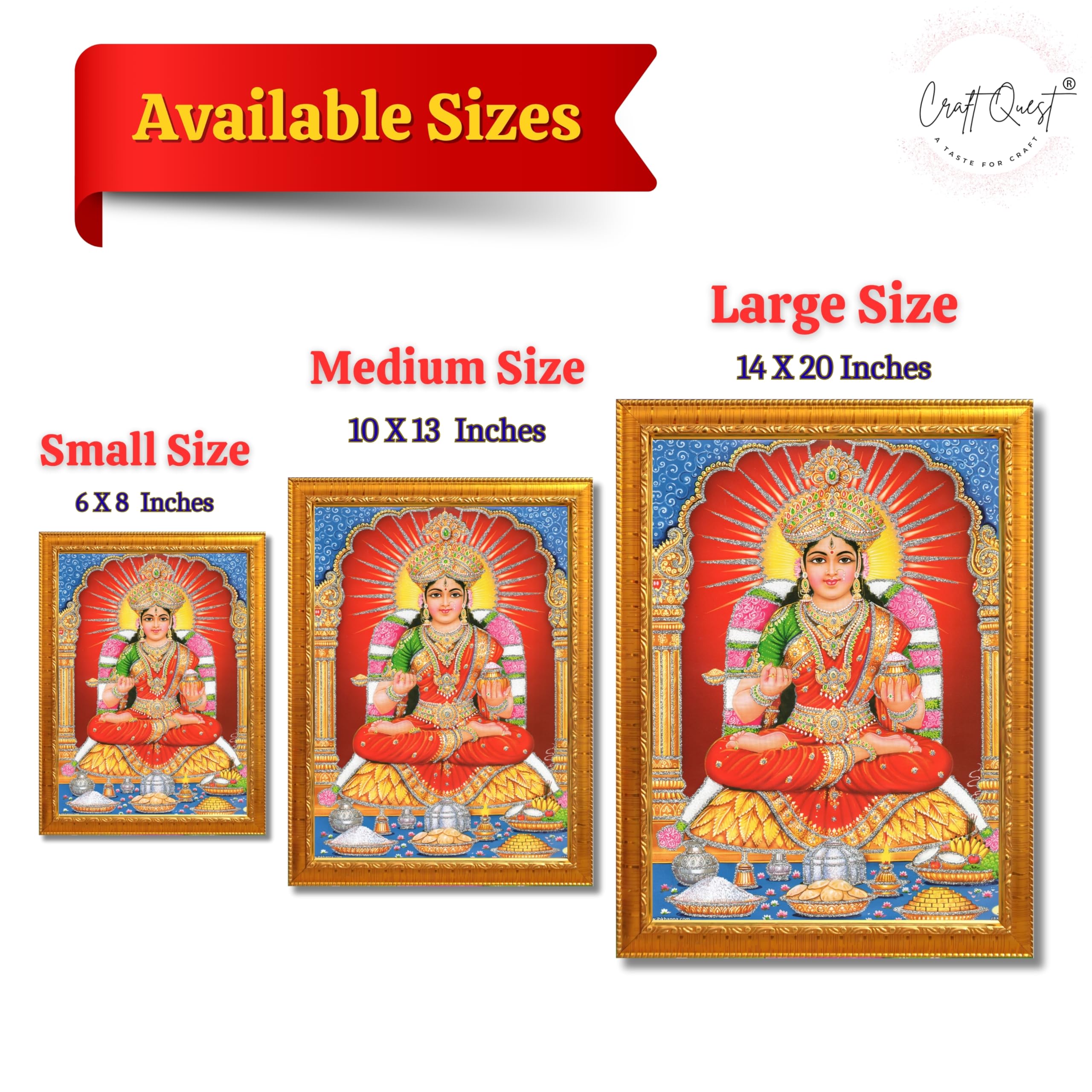 CRAFT QUEST Maa Annapurna devi sitting on throne photo frame with Acrylic glass for Kitchen Worship
