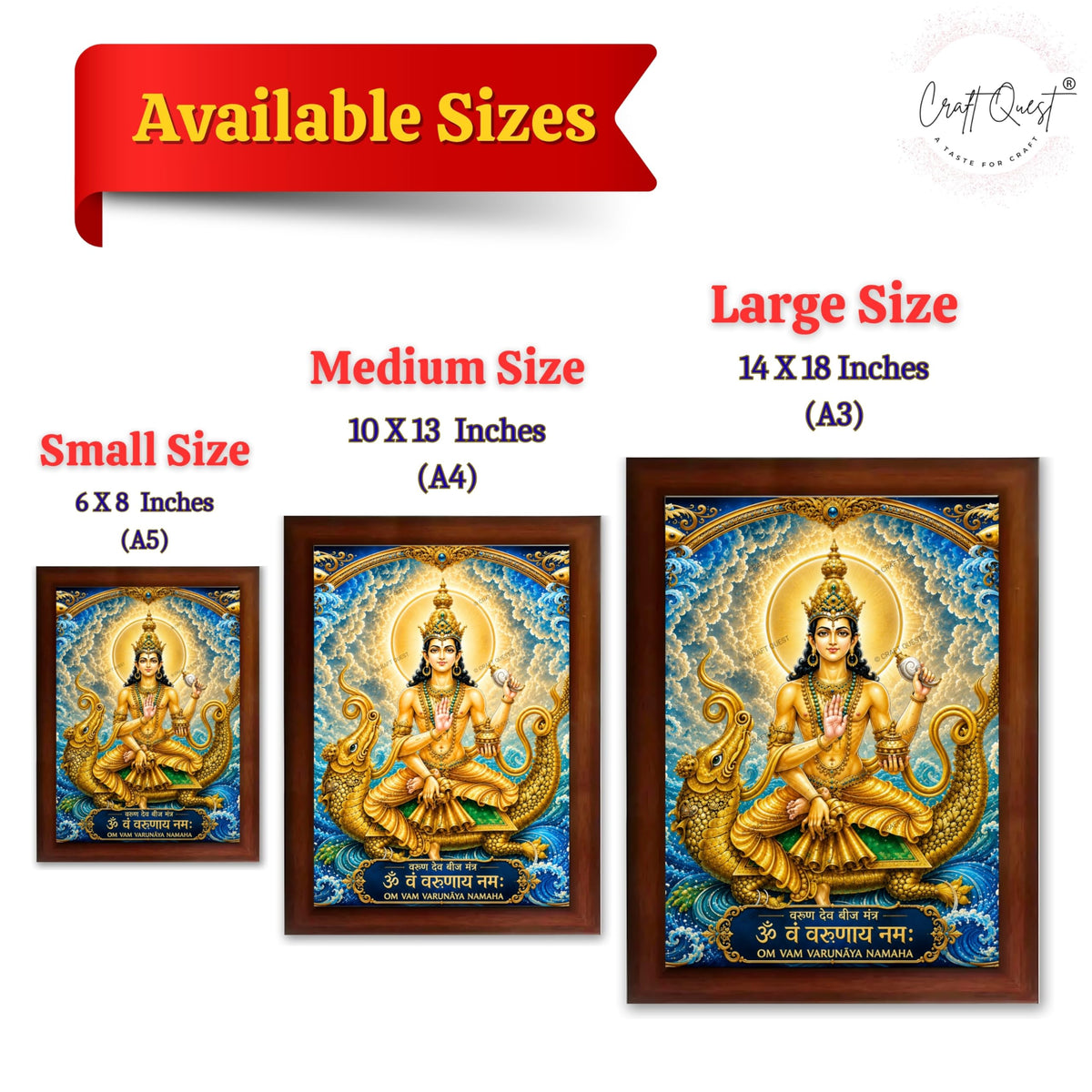CRAFT QUEST Varun Dev photo frame for wall vastu | Jhulelal Ji Acrylic Photo Frame for Wall Decoration | Vastu Positive Energy Wall Art for Home, Office & Temple