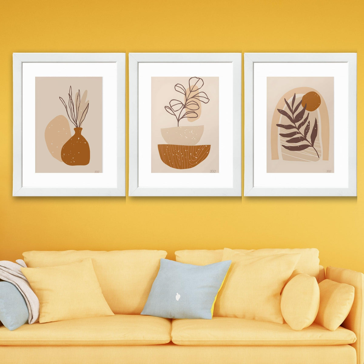 CRAFT QUEST Wall Art Decor Paintings | Set of 3 FLORAL Wall Art Frames for Home Decoration | Ideal for Living Room, Bedroom & Offices