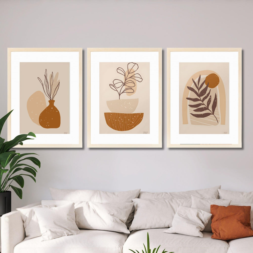 CRAFT QUEST Wall Art Decor Paintings | Set of 3 FLORAL Wall Art Frames for Home Decoration | Ideal for Living Room, Bedroom & Offices