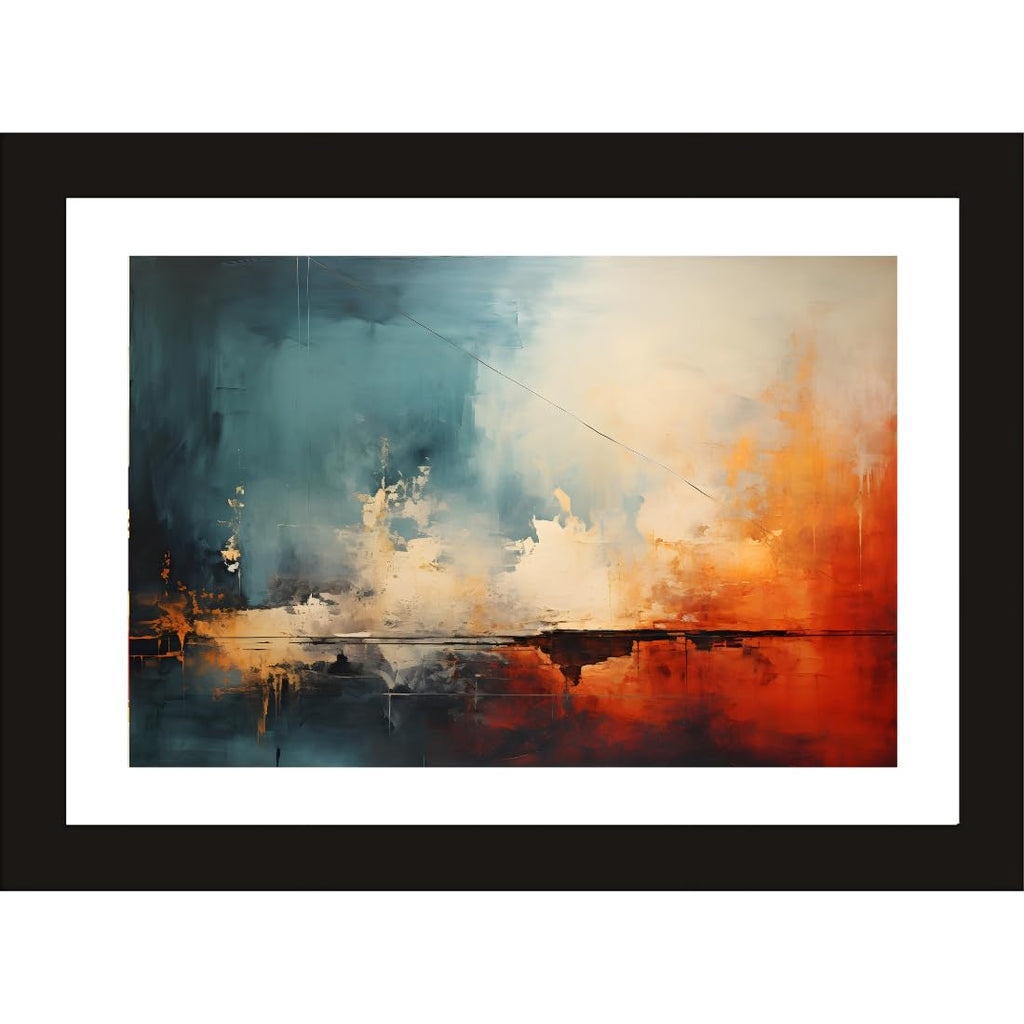 CRAFT QUEST Abstract Modern Art Painting Poster Frame for Home & Office Wall Decoration - Portrait, Wall Display (Black, 14x10 Inch Frame with Art Print)
