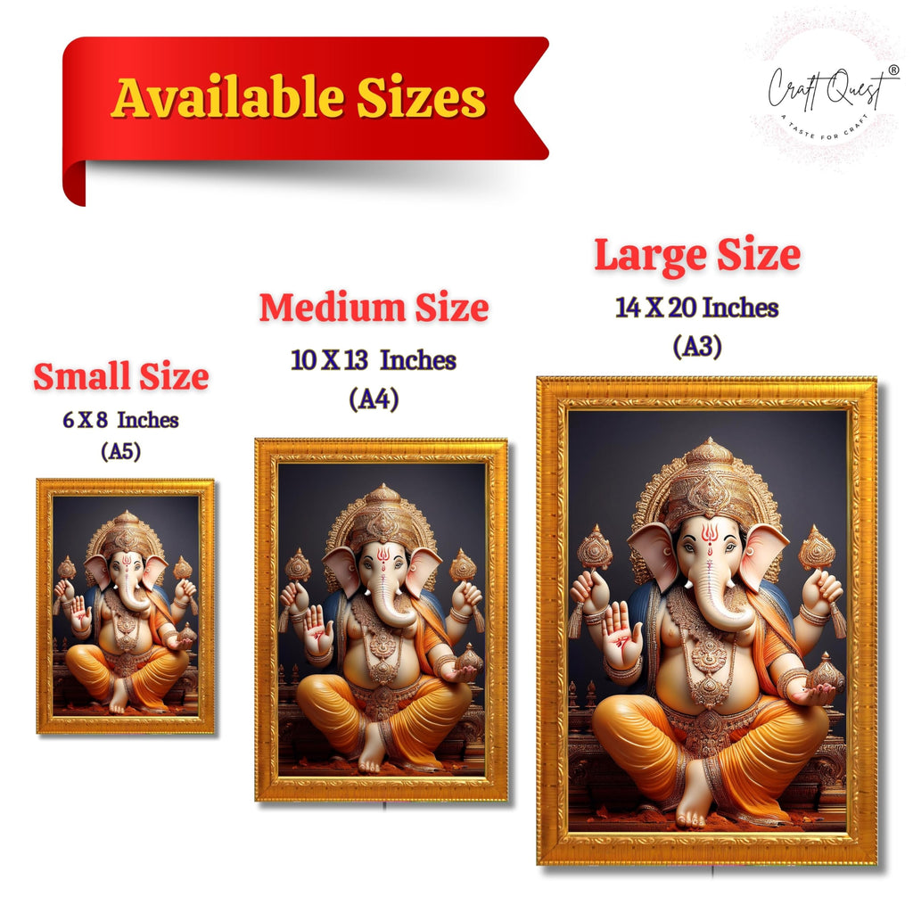 CRAFT QUEST Lord Ganesha Ganpati Ganapathi Hanging Wall Painting Framed For Home Décor