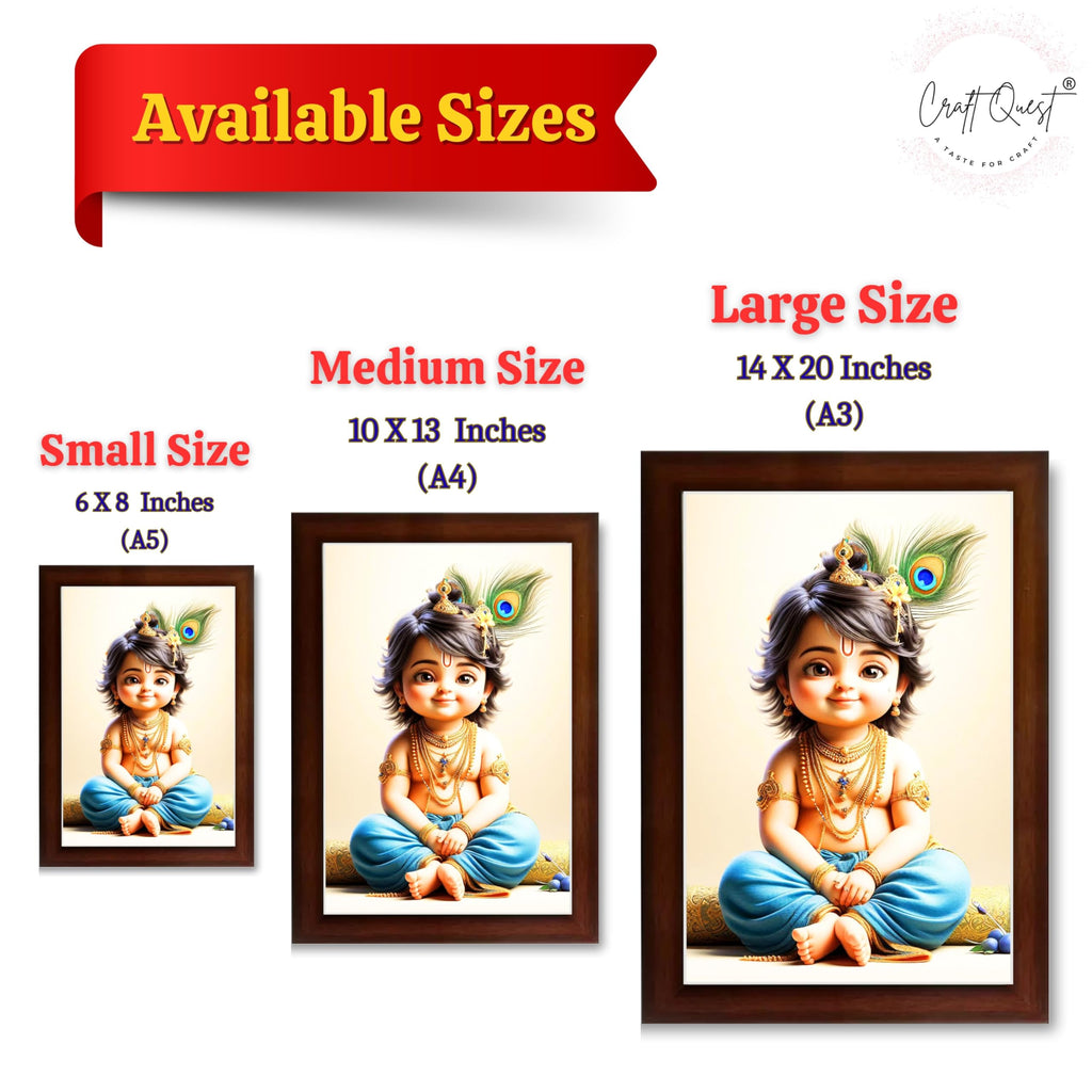 CRAFT QUEST Bal Gopal Painting | Krishna Photo Frames for Walls, Home, Bedroom, Living Room and Home Decor Item
