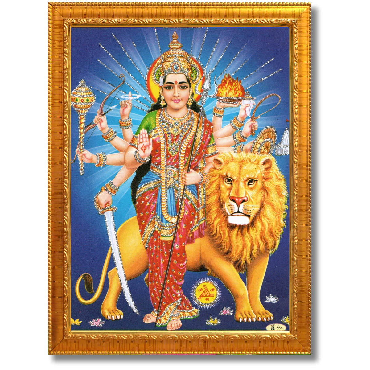 CRAFT QUEST Durga Maa MataJi Goddess Navdurga Wall Painting Framed Home and Pooja Décor