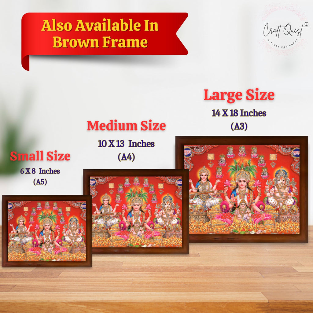 CRAFT QUEST Lakshmi Devi Dhana Laxmi Maa Wall Painting Frame for Diwali,Temple, Pooja, Living Room Home and Decor