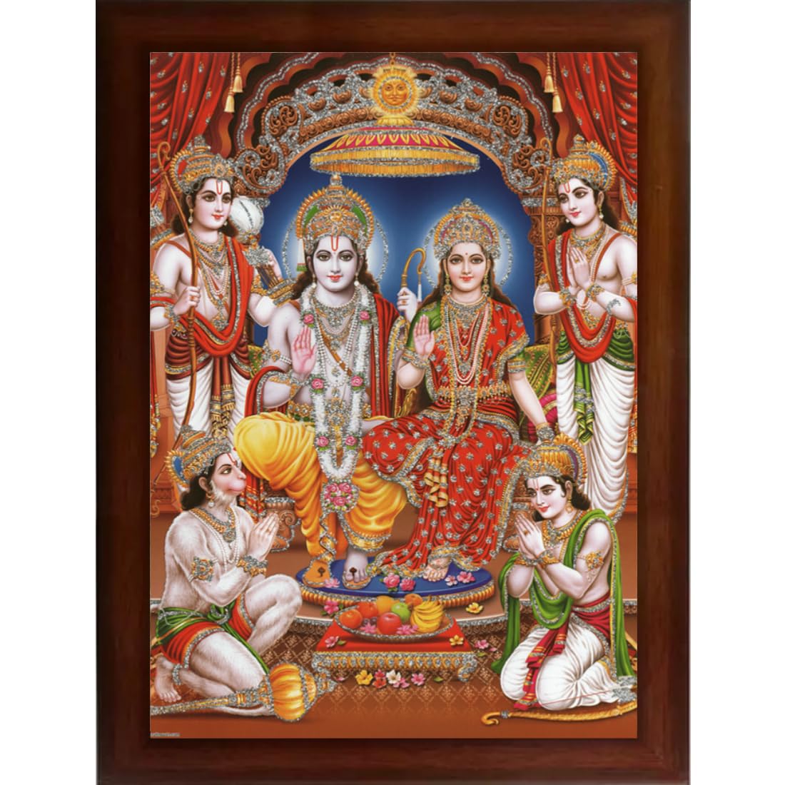 Craft Quest Ram Darbar Sparkle Coated Framed, Home Decorative Gift Item Painting (14 X 10 Inches, Multicolour,Religious) RD1013-515