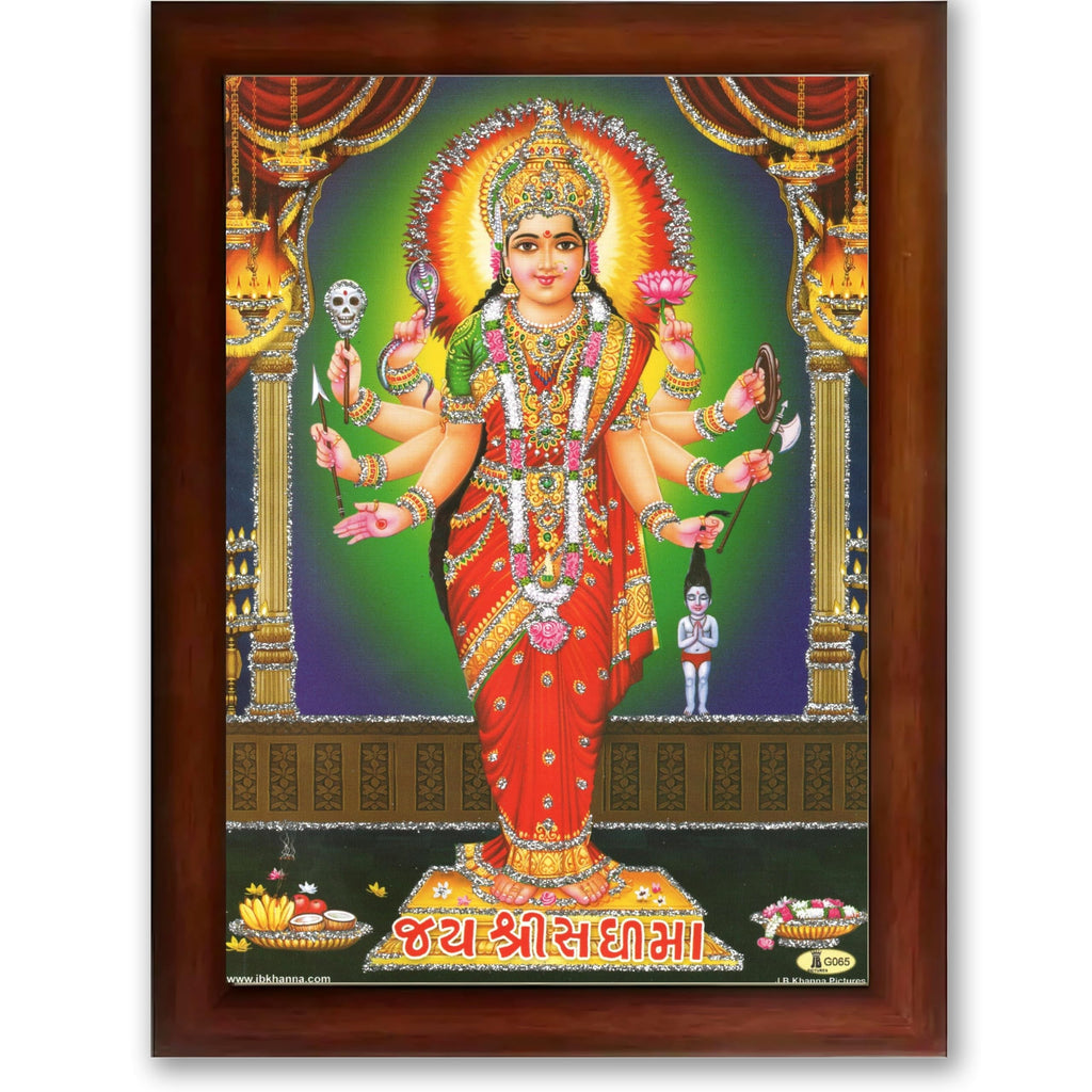 CRAFT QUEST Shri Sadhi Maa Photo frame | Acrylic, Lightweight | Hindu God Spiritual Framed | Ideal for Home, Office, Temple & Puja Room, Wall Decor