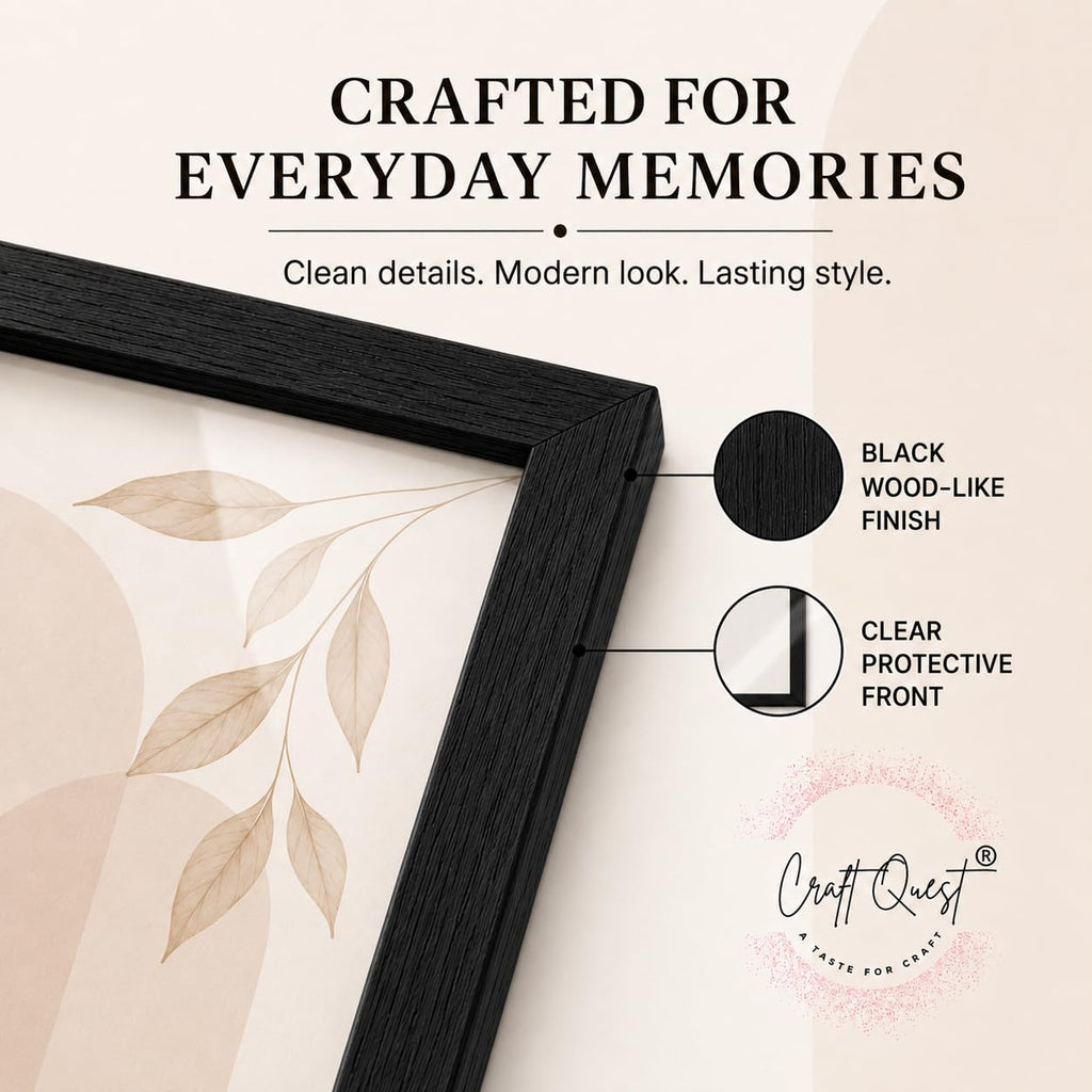 CRAFT QUEST 4X6 Inch Size synthetic Wall Mount Photo frames Single For Home Decoration, Living Room, Office Decoration (Natural, Set of 1)