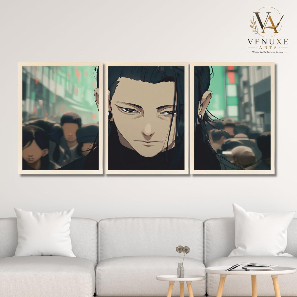 VENUXE ARTS Set Of 3 Anime Characters Wall Framed |Anime Characters Framed Poster for Living Room Bedroom Gaming Room Studio Wall Decor