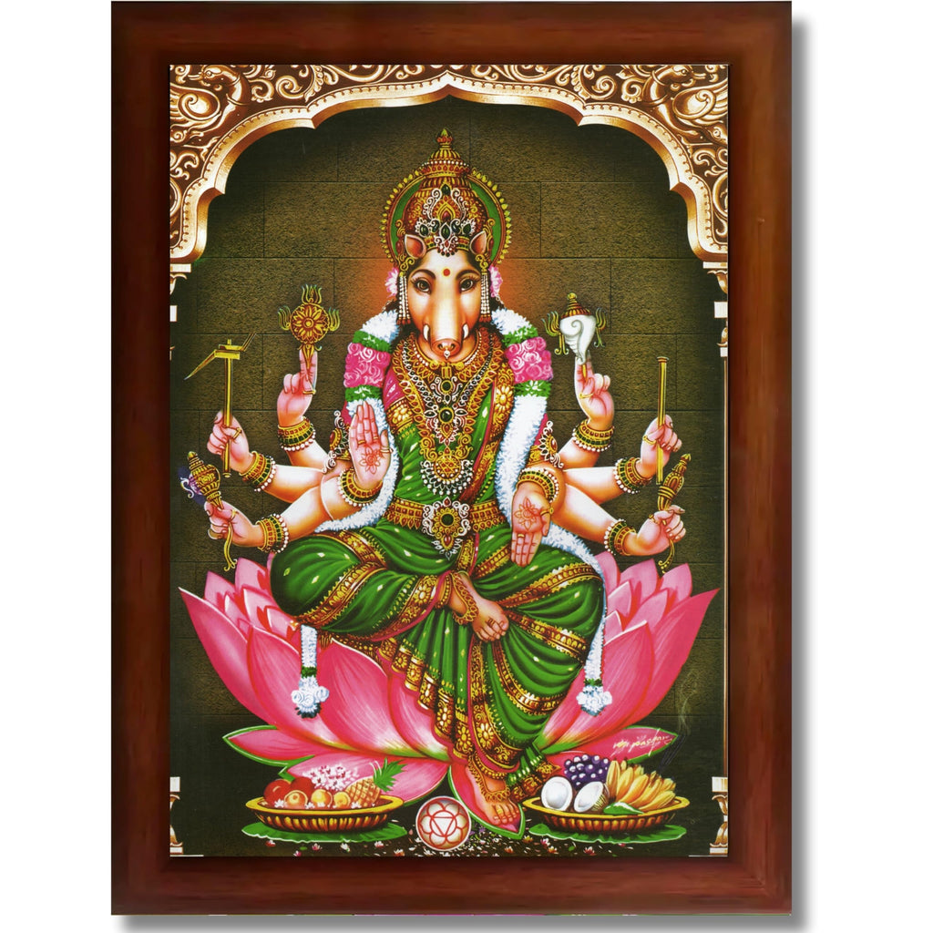 CRAFT QUEST Varahi Amman Photo Varahi Wall Painting Photo Frame | South God Frame for Home, Office, Temple & Gifting