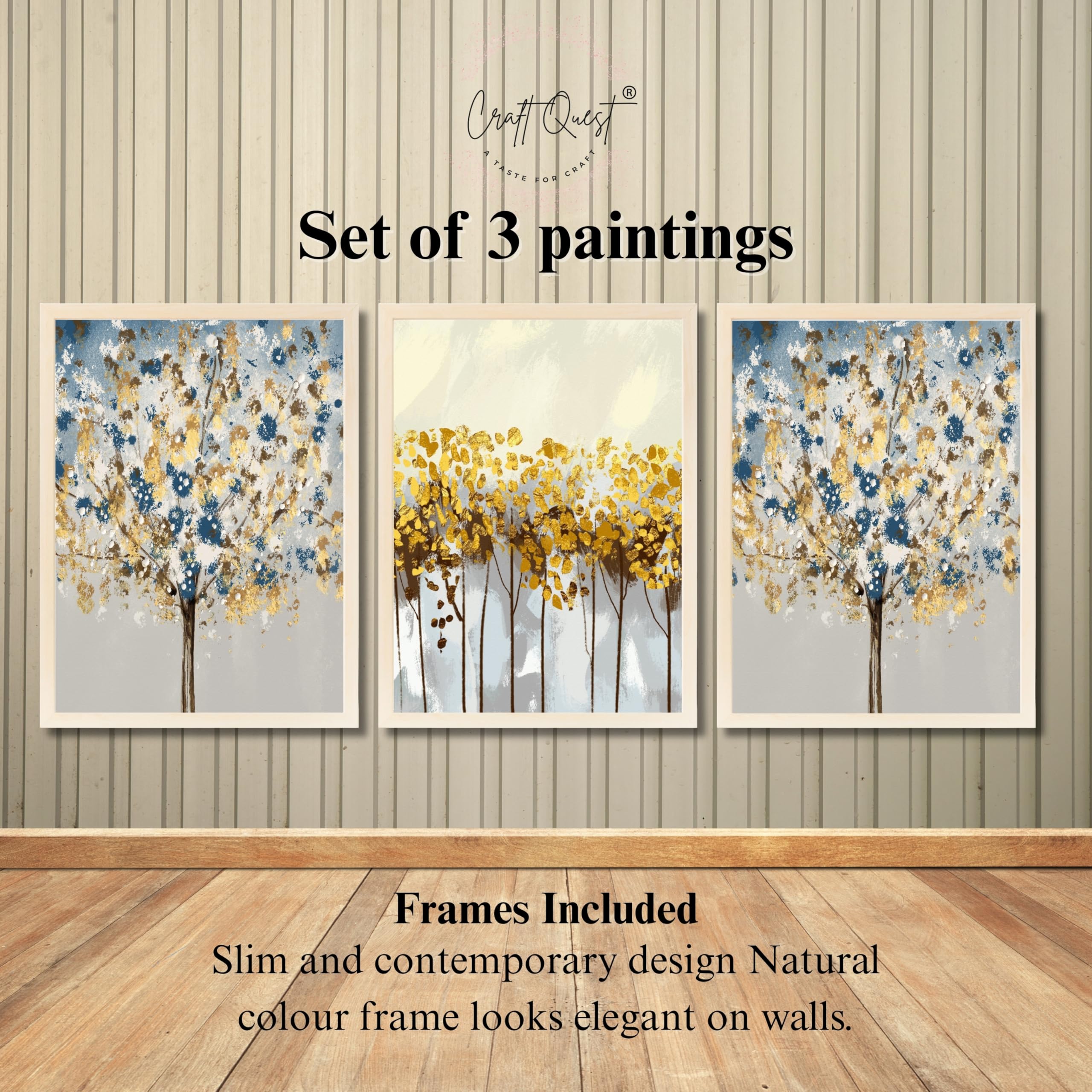 CRAFT QUEST Modern Art 3 SET Paintings Wall Art | Set of 3 Frames for Home Decoration | Ideal for Living Room, Bedroom & Offices