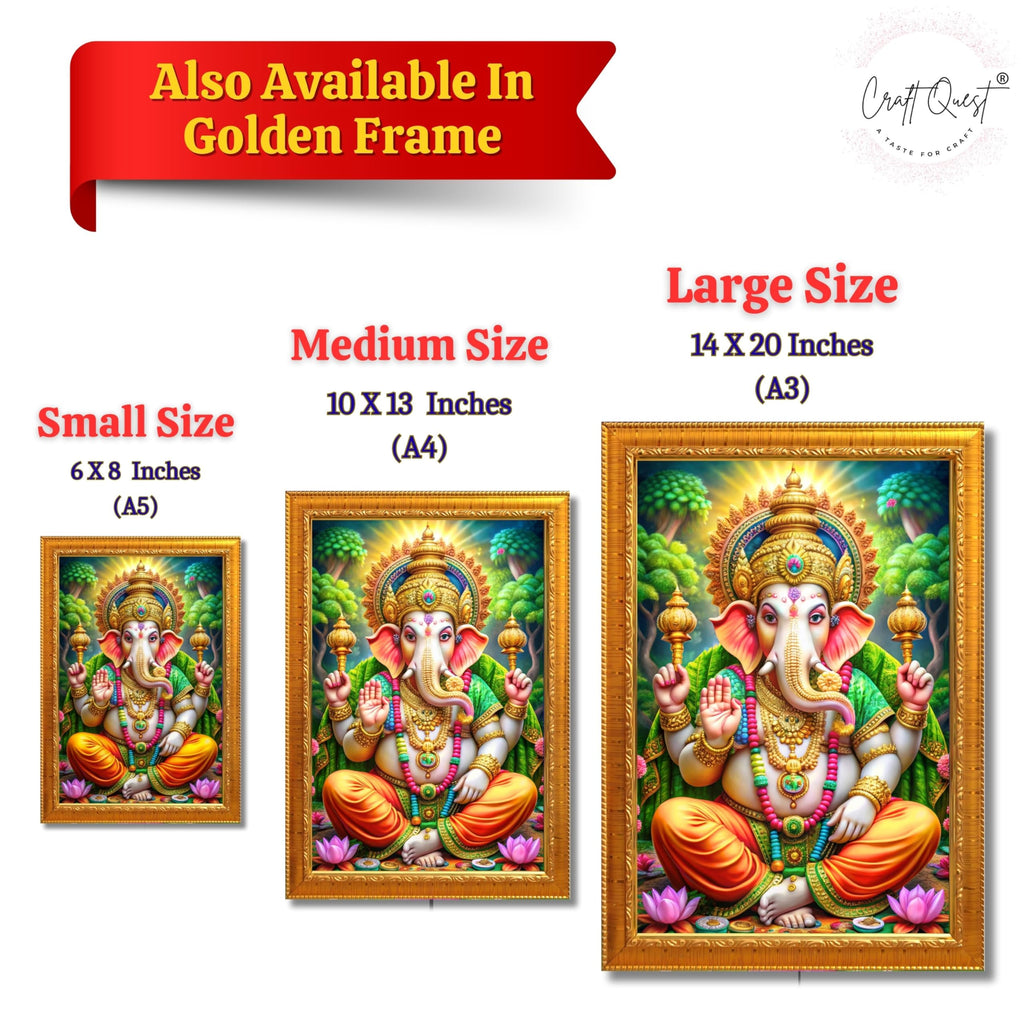 CRAFT QUEST Lord Ganesh Ganpati ji Wall Hanging Frame for Living Room, Pooja Room Décor Items GA-218