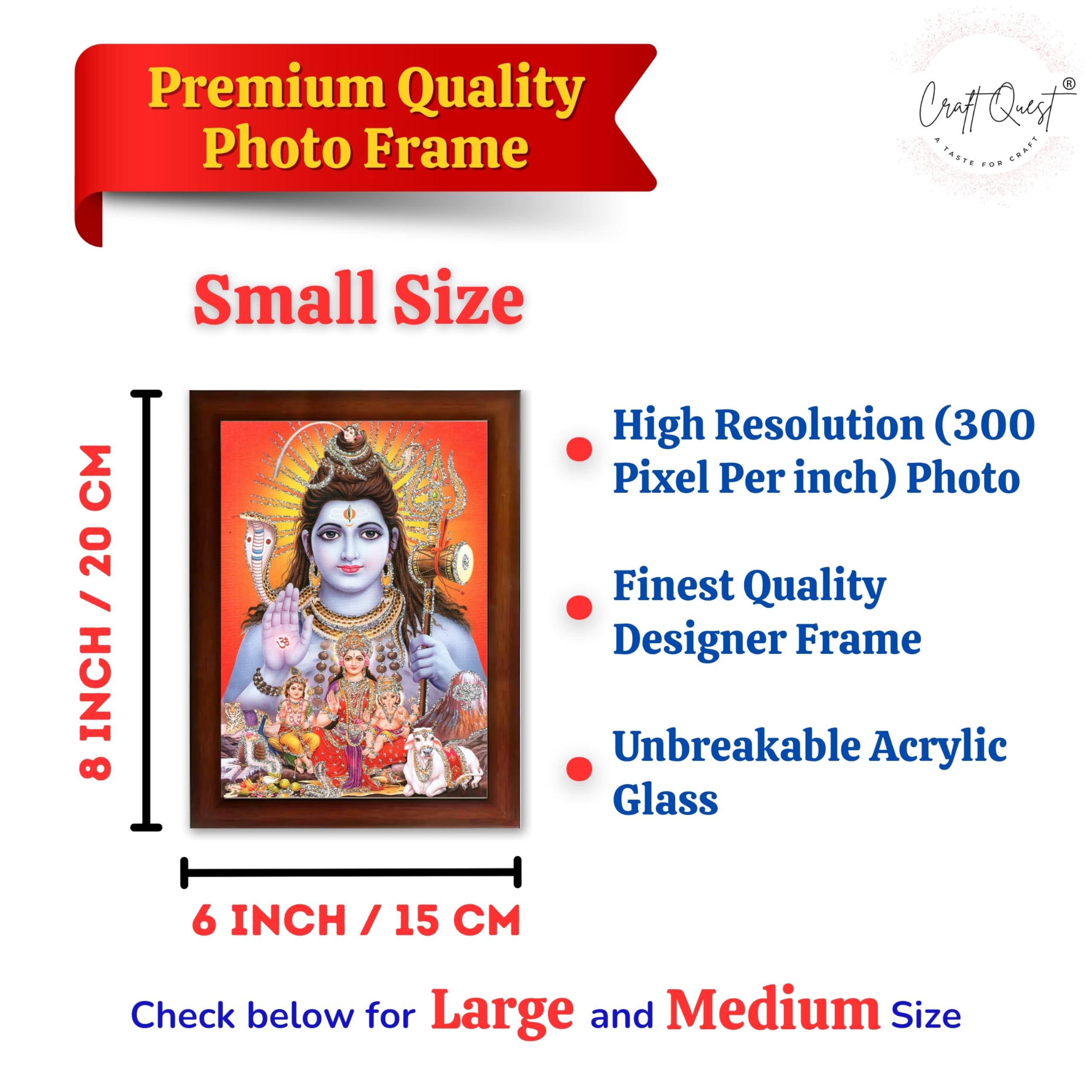 CRAFT QUEST God Shiv Ji Shiva Wall Painting | Premium Framed Hindu God Wall Art | Spiritual Mahadev Poster for Living Room, Bedroom, Office, Meditation, Pooja & Temple Décor Item |