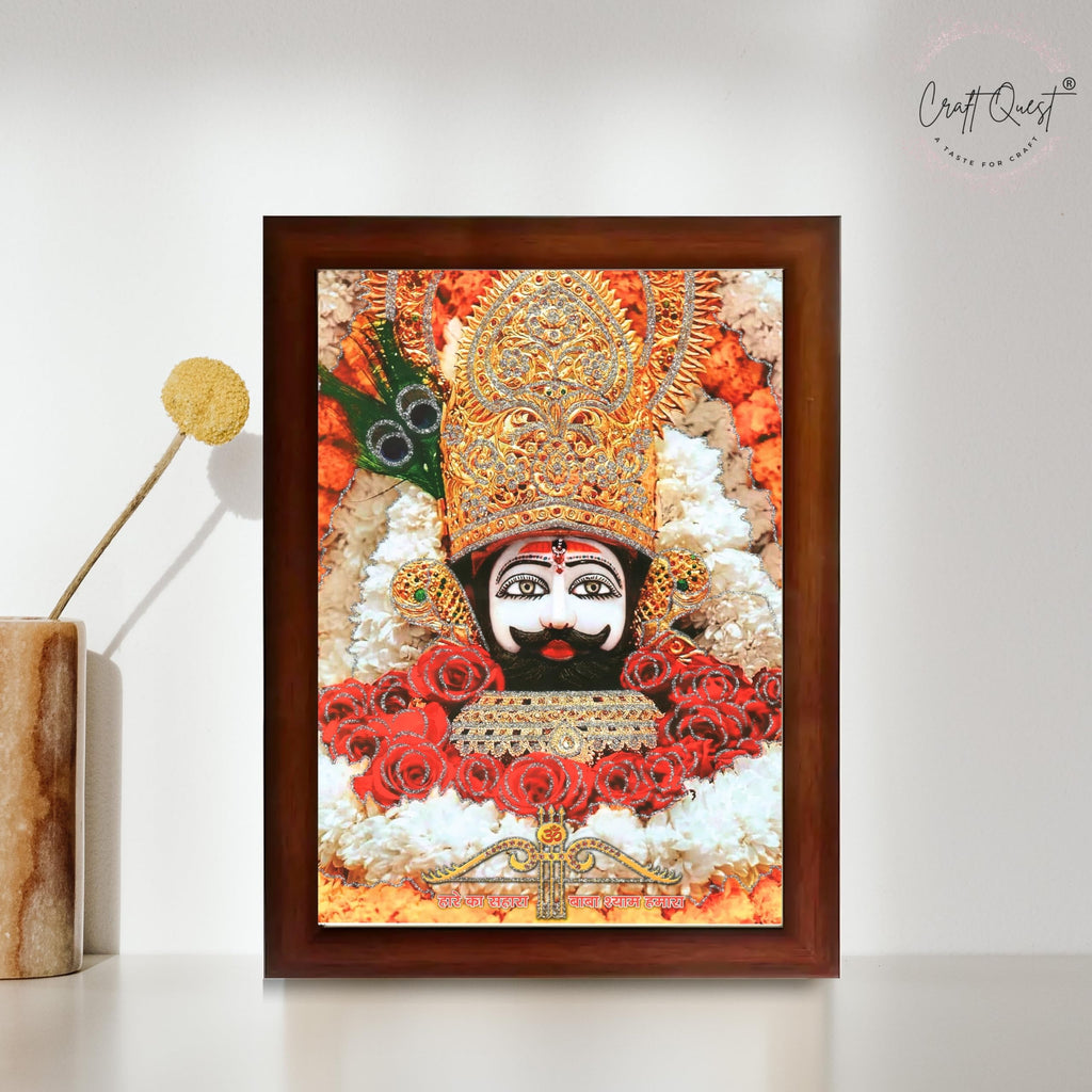 CRAFT QUEST Khatu Shyam Ji | Shyam Baba | Hare Ka Sahara Baba Shyam Hamara Photo Frame with Acrylic glass Wall Painting