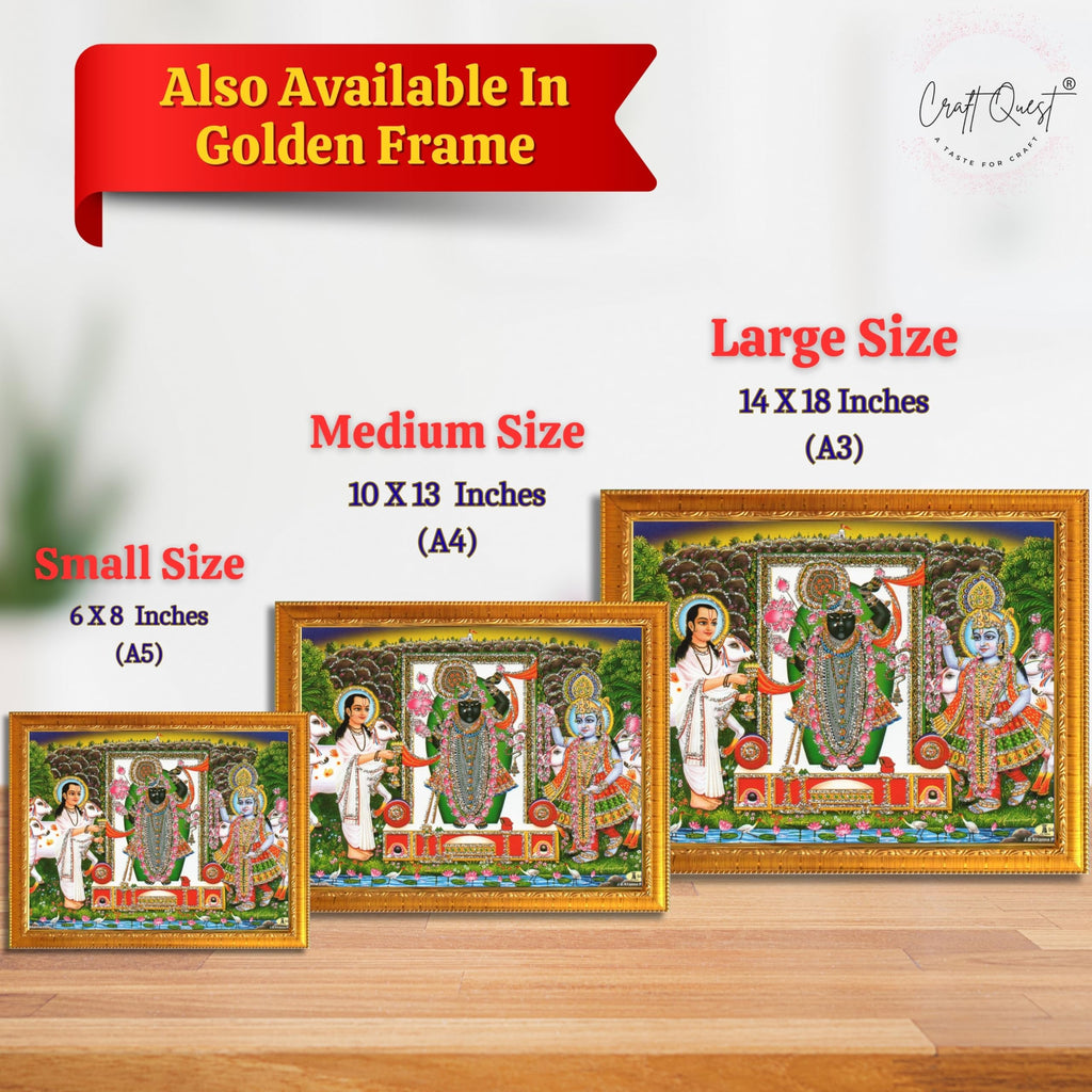 CRAFT QUEST Shrinathji Photo with Frame Shreenathji Photo with Frame Religious Framed Painting Home Decorative Item Synthetic Wood frame