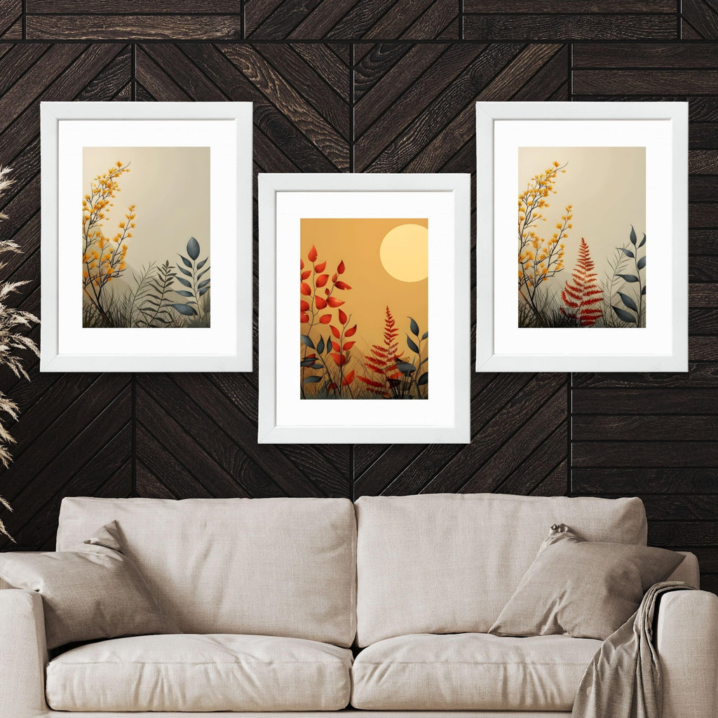 CRAFT QUEST Wall Art Decor Paintings | Set of 3 FLORAL Wall Art Frames for Home Decoration | Ideal for Living Room, Bedroom & Offices