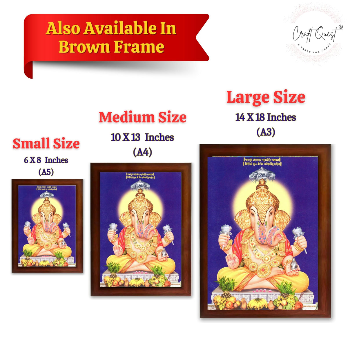 CRAFT QUEST Lord Shree Ganesh Ganpati ji Modern Wall Painting With Frame For Home and Office Decor