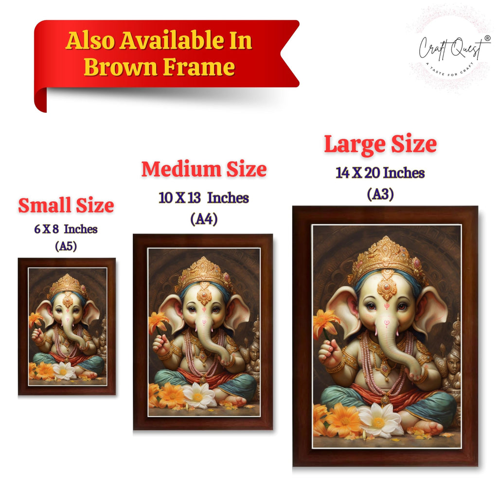CRAFT QUEST Lord Ganesha Ganpati ji Abstract Modern Wall Painting With Frame For Home and Office Décor